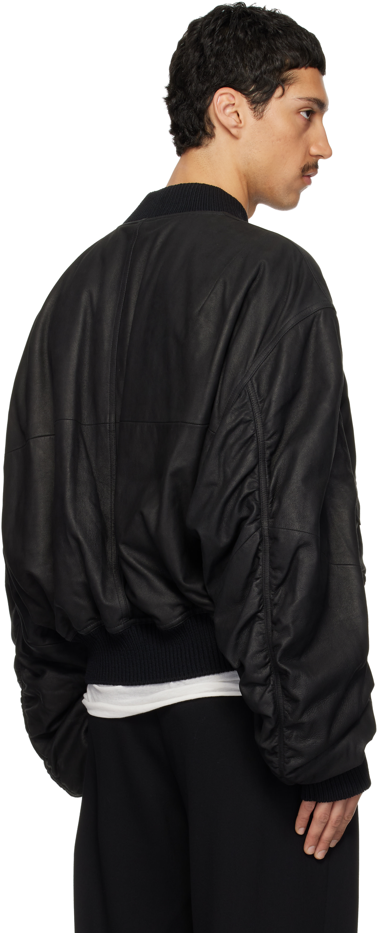 Rick Owens: Black Temple Secchia Flight Jacket | SSENSE
