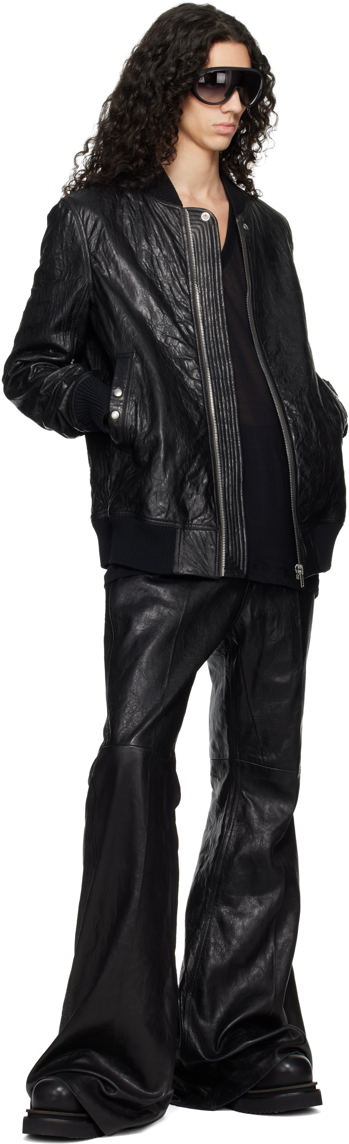 Rick Owens: ブラック Temple Classic Flight レザージャケット