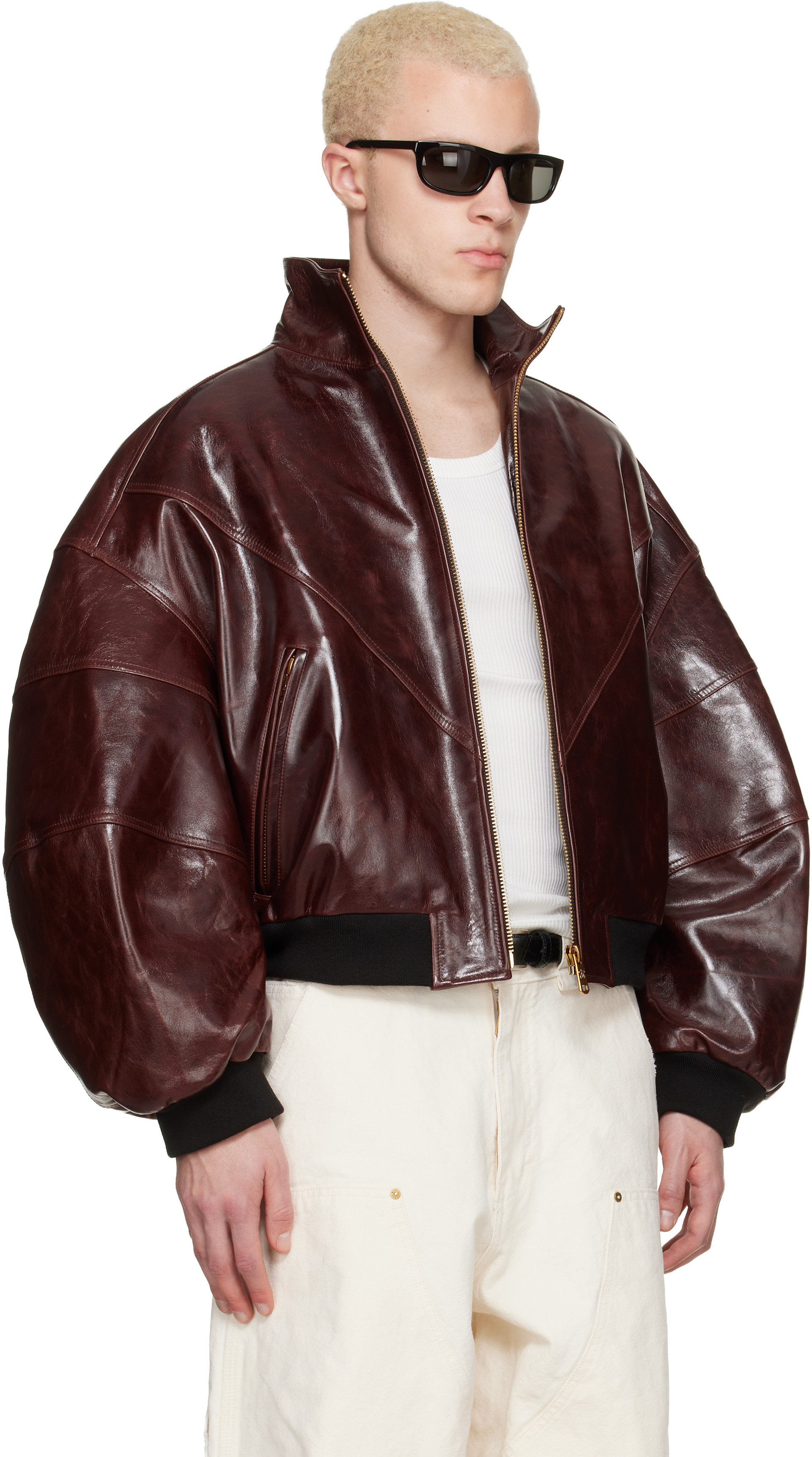 WILLY CHAVARRIA - Brown Ruff Rider Leather Jacket