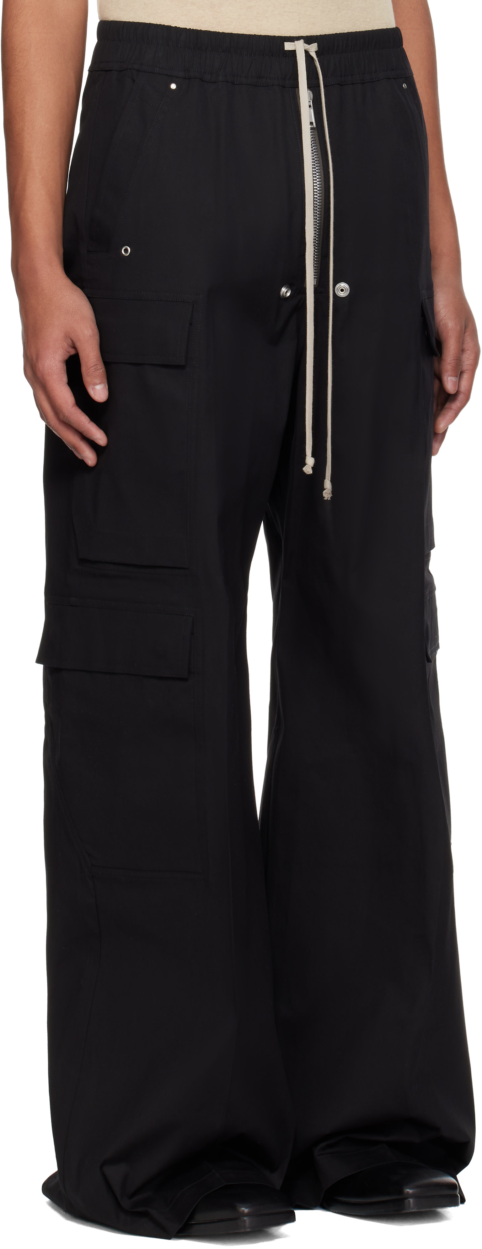 rick owens風 DankeSchon FLARE CARGOPANTS Rick Owens: Black Temple Cargobelas Cargo Pants | SSENSE