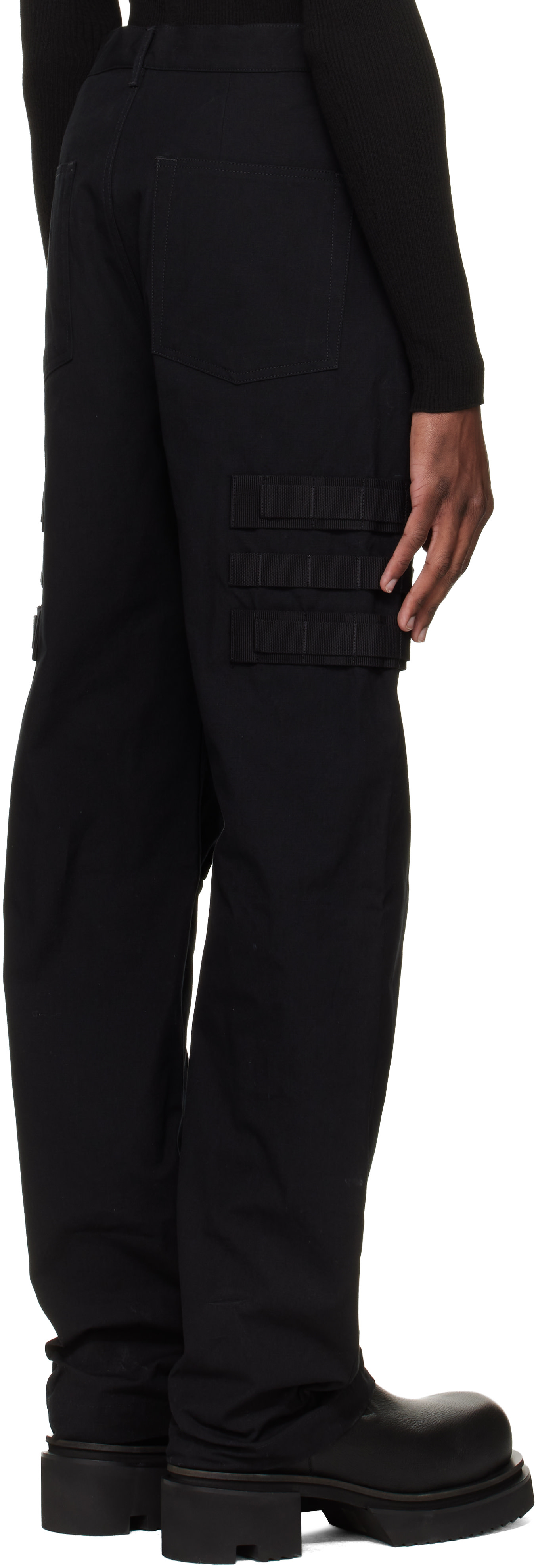 Rickowens ブラックカーゴパンツ スリムフィット Rick Owens: ブラック Temple Slim Geth Cargo パンツ | SSENSE 日本