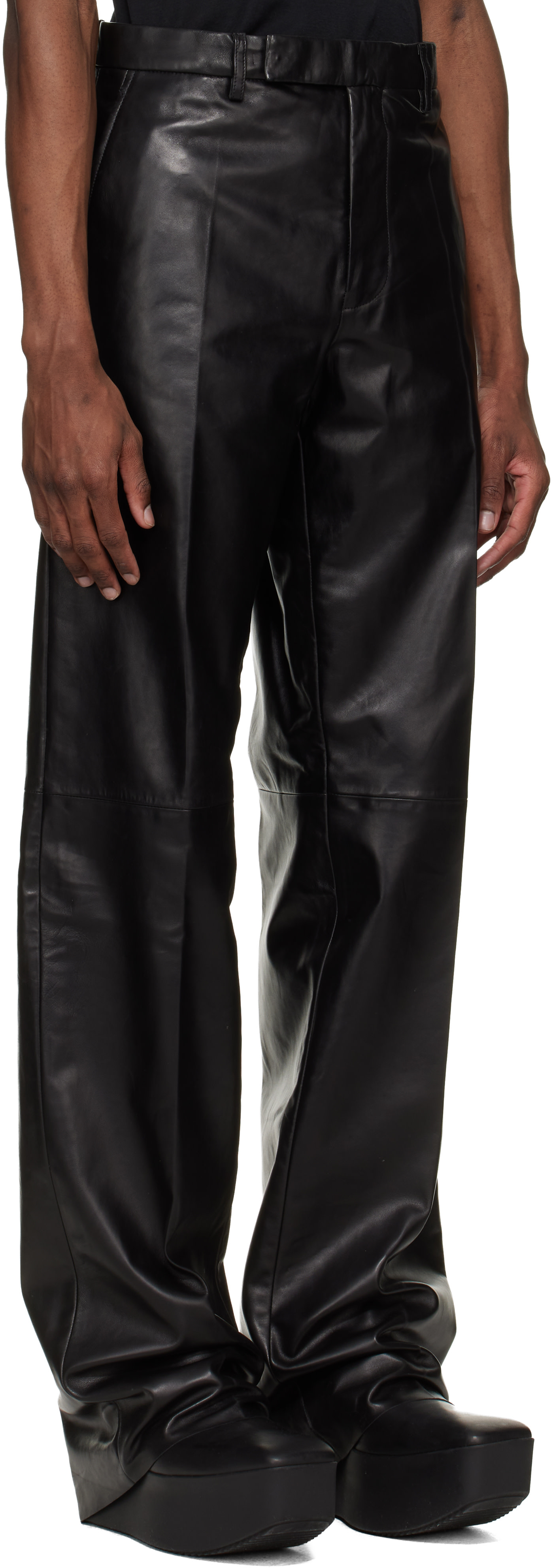 y*o様 rick owens レザーパンツ フィリックス スキズ tyron Rick Owens: Black Temple Tyrone Leather Pants | SSENSE