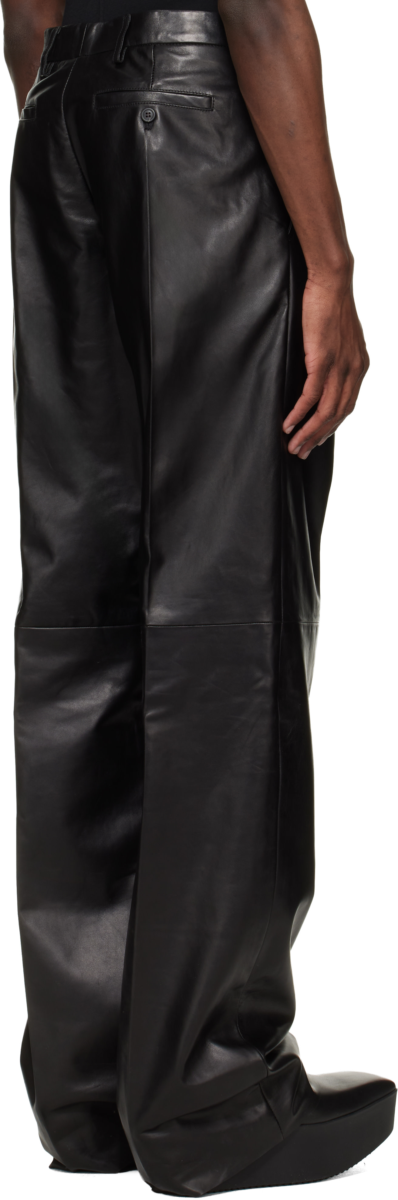 Rick Owens: ブラック Temple Tailored Dietrich レザーパンツ