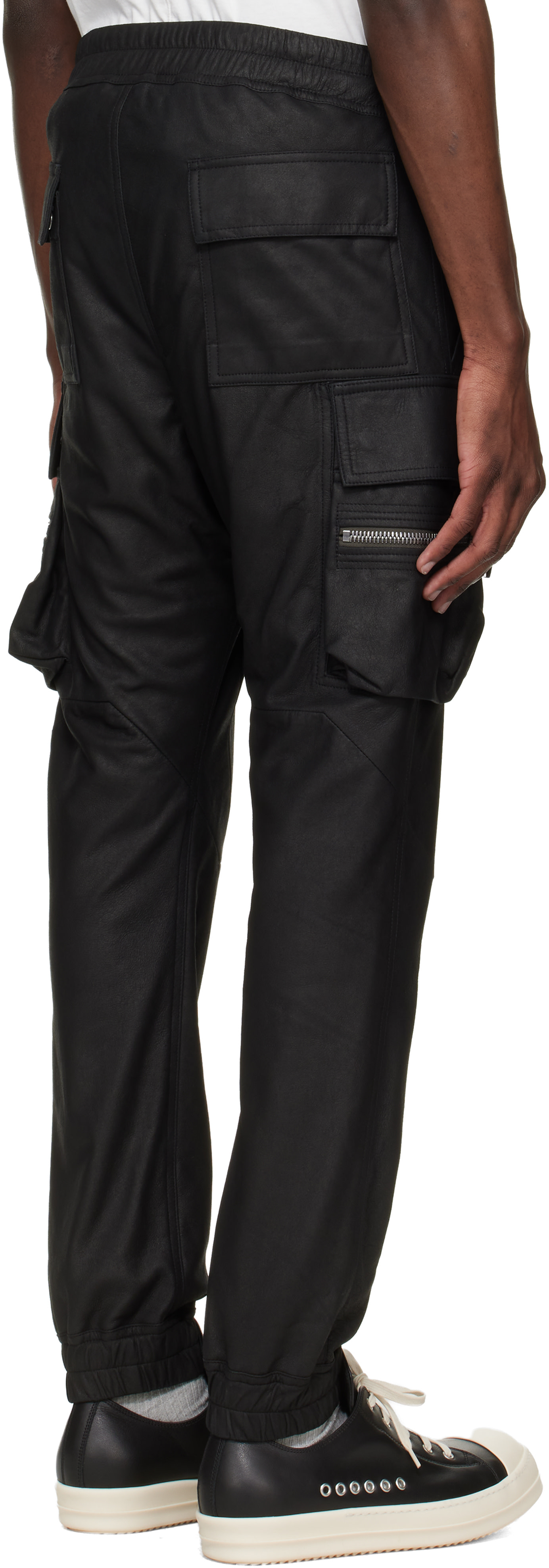 Rick Owens: Black Temple Mastodon Leather Cargo Pants | SSENSE