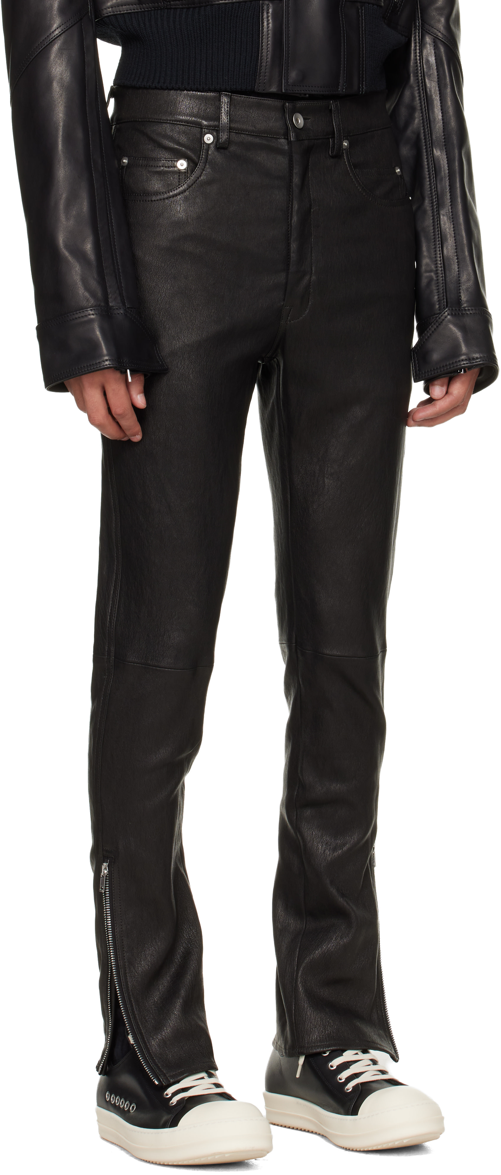 Rick Owens: ブラック 'SUICIDE'エディション Temple Rev レザーパンツ