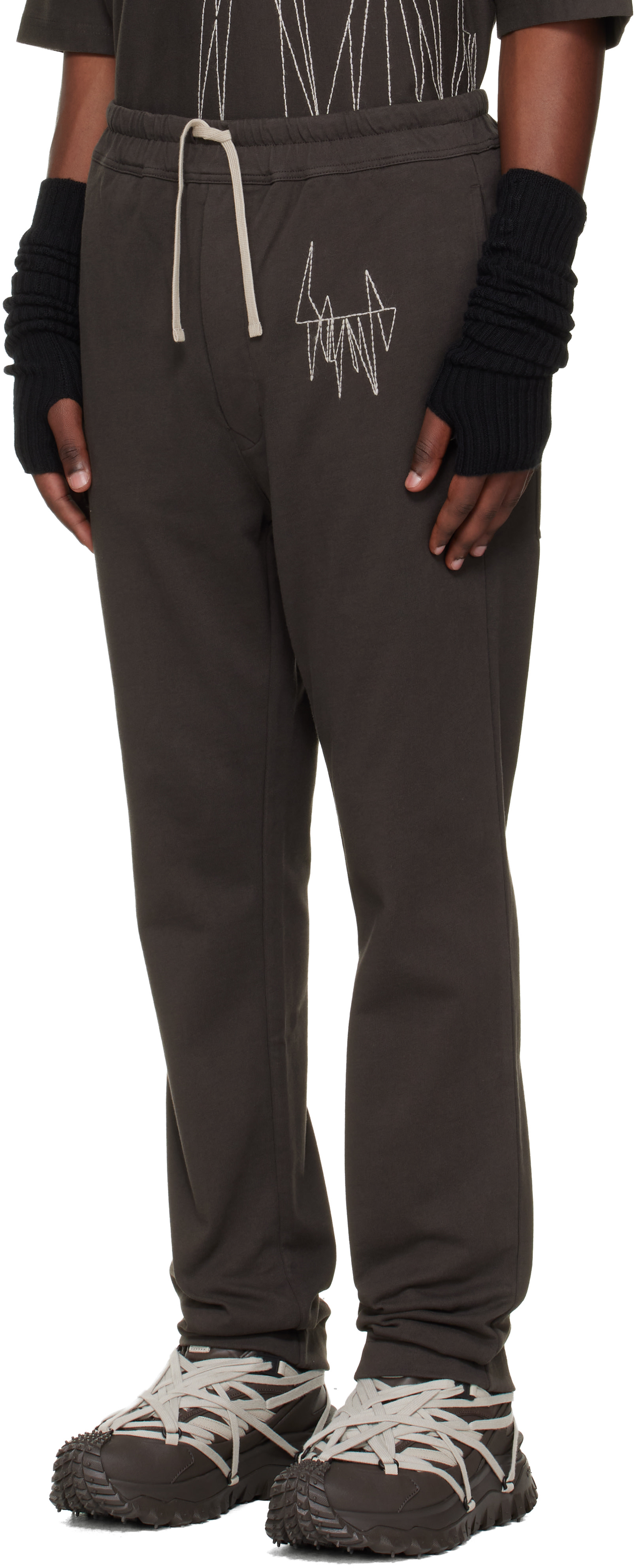 Rick Owens: Moncler + Rick Owens Brown Jogger Sweatpants | SSENSE