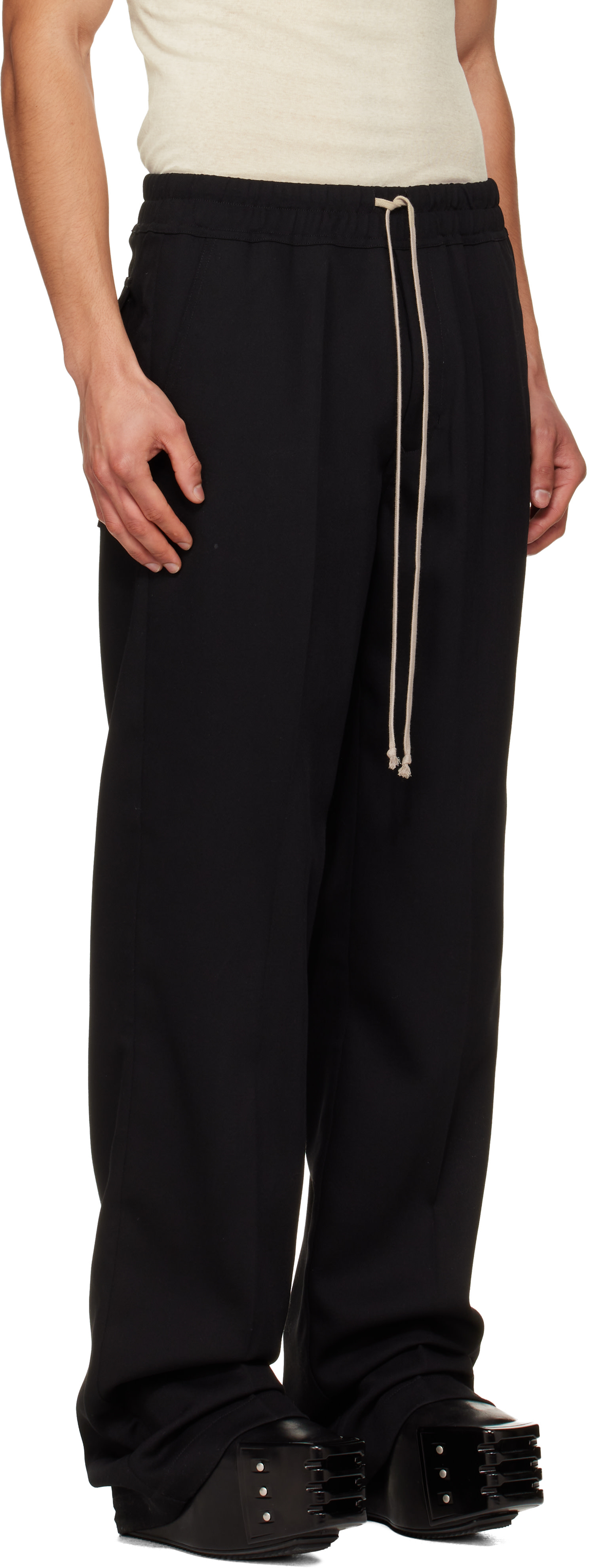 Rick Owens: Black Temple Dietrich Drawstring Lounge Pants | SSENSE