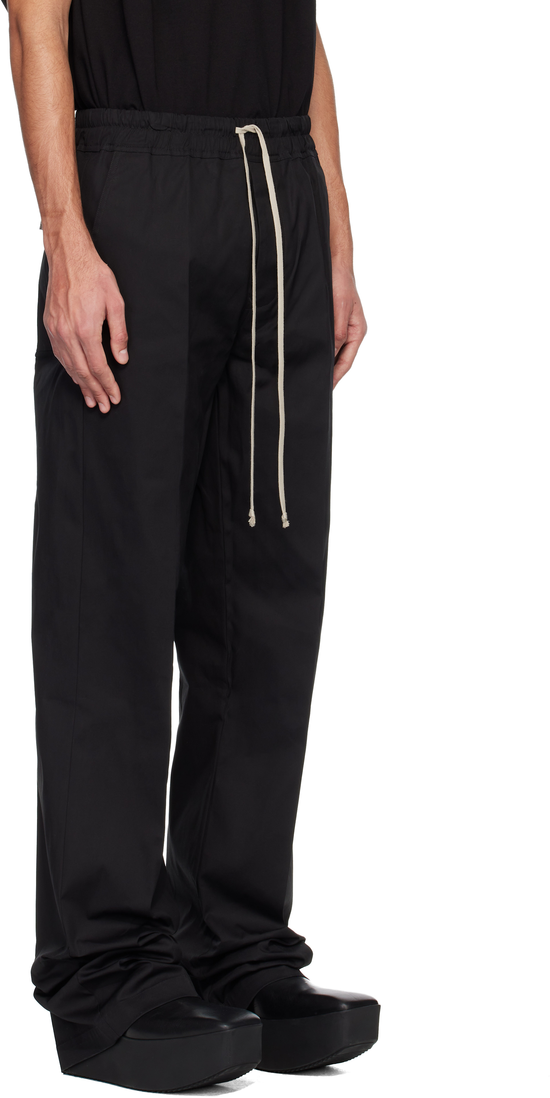Rick Owens: Black Temple Dietrich Drawstring Trousers | SSENSE