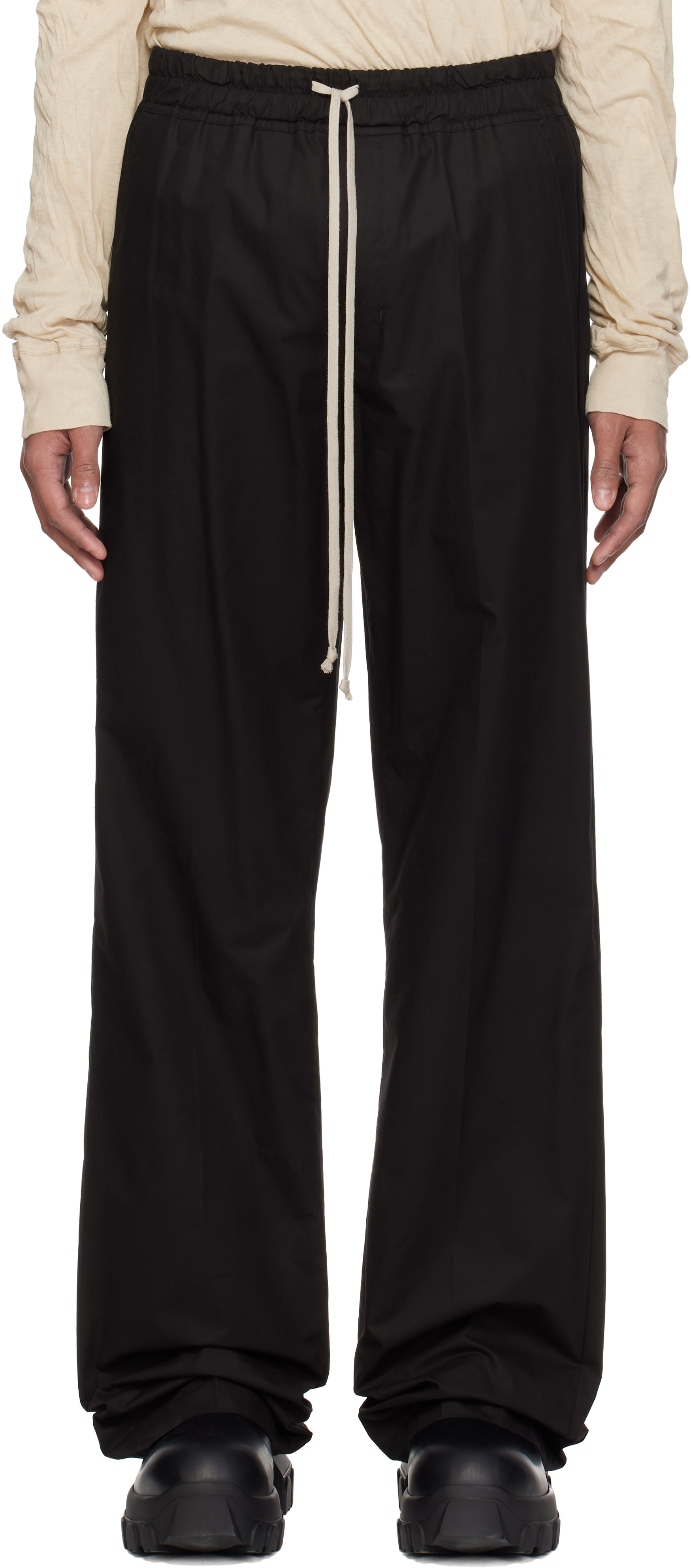 パンツ Rick Owens DIETRICH DRAWSTRING Rick Owens: Black Temple Dietrich Drawstring Trousers | SSENSE
