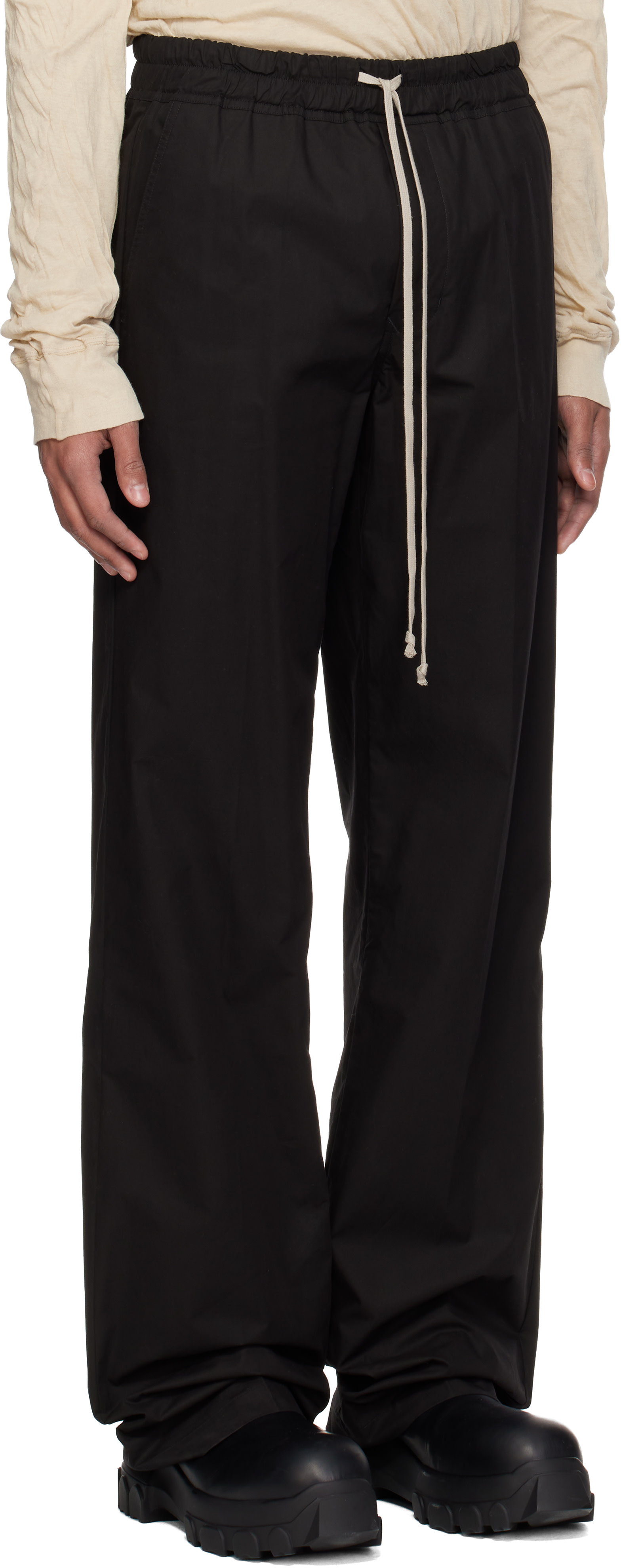 Rick Owens: Black Temple Dietrich Drawstring Trousers | SSENSE