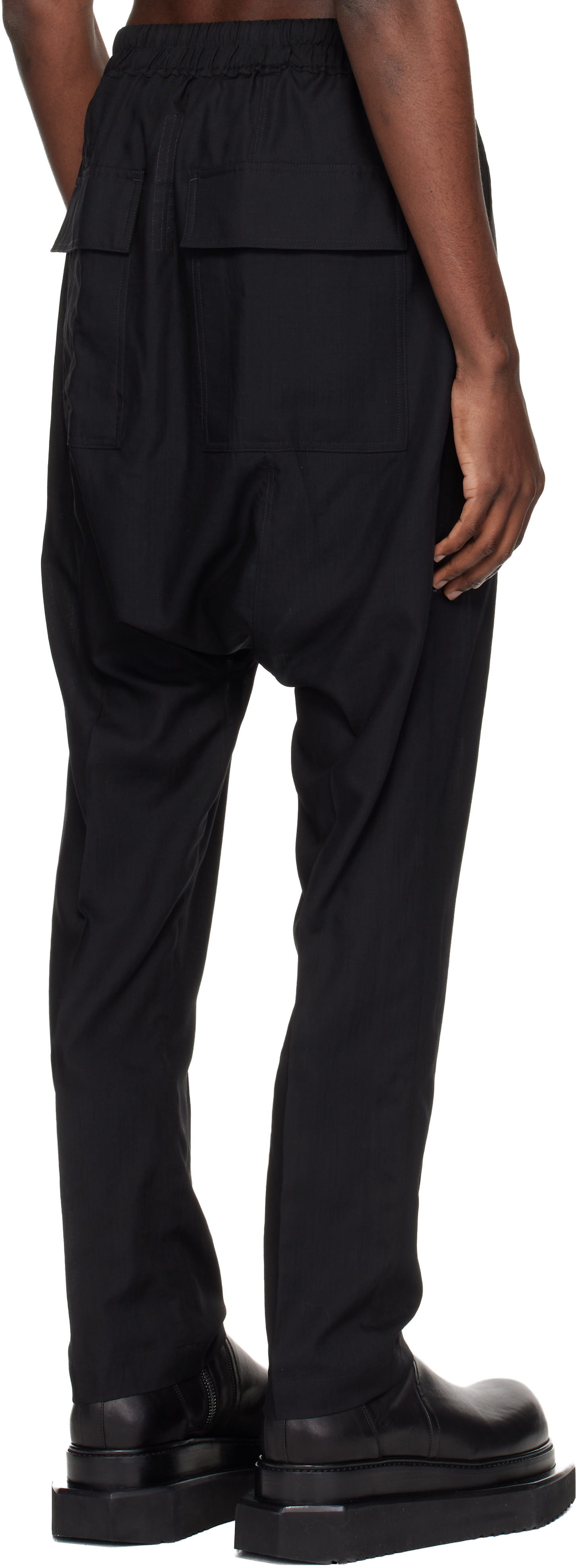 Rick Owens - ブラック Temple Drawstring Slim Long トラウザーズ