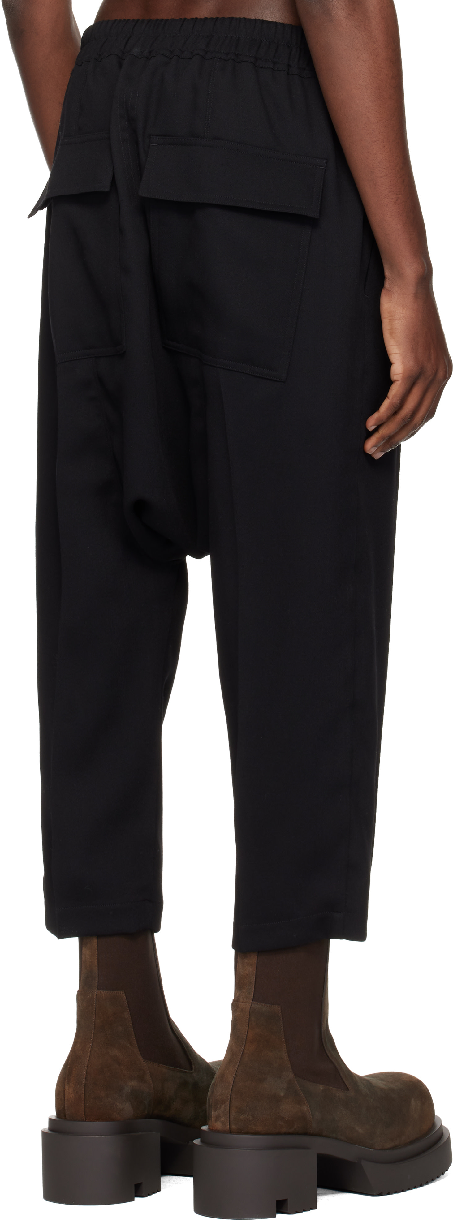 Rick Owens - Black Temple Drawstring Cropped Trousers
