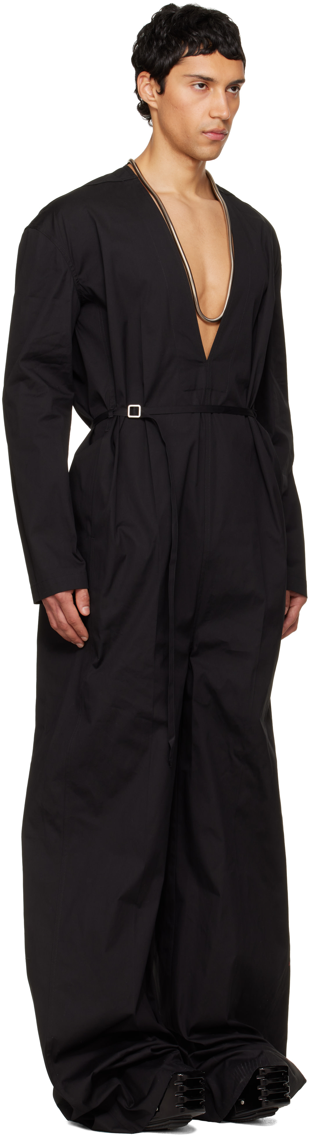 Rick Owens: ブラック Temple LS Long ジャンプスーツ | SSENSE 日本