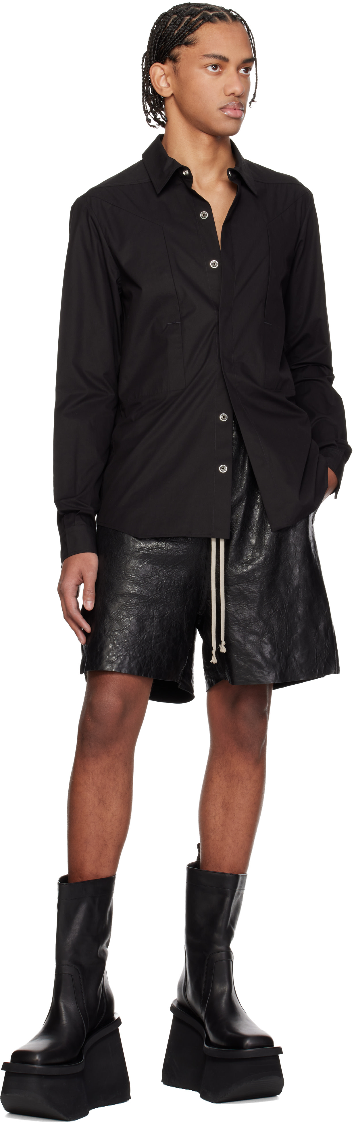 Rick Owens: Black Temple Fogpocket Shirt | SSENSE
