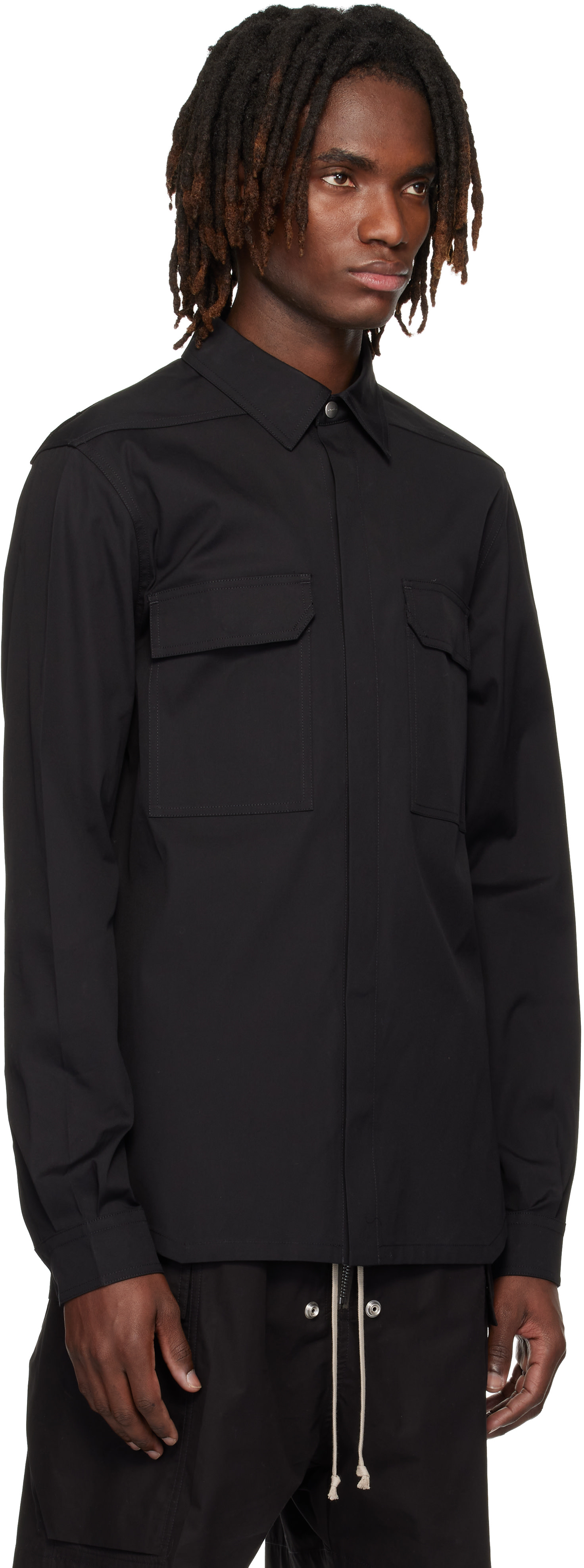 Rick Owens: Black Temple Outershirt | SSENSE
