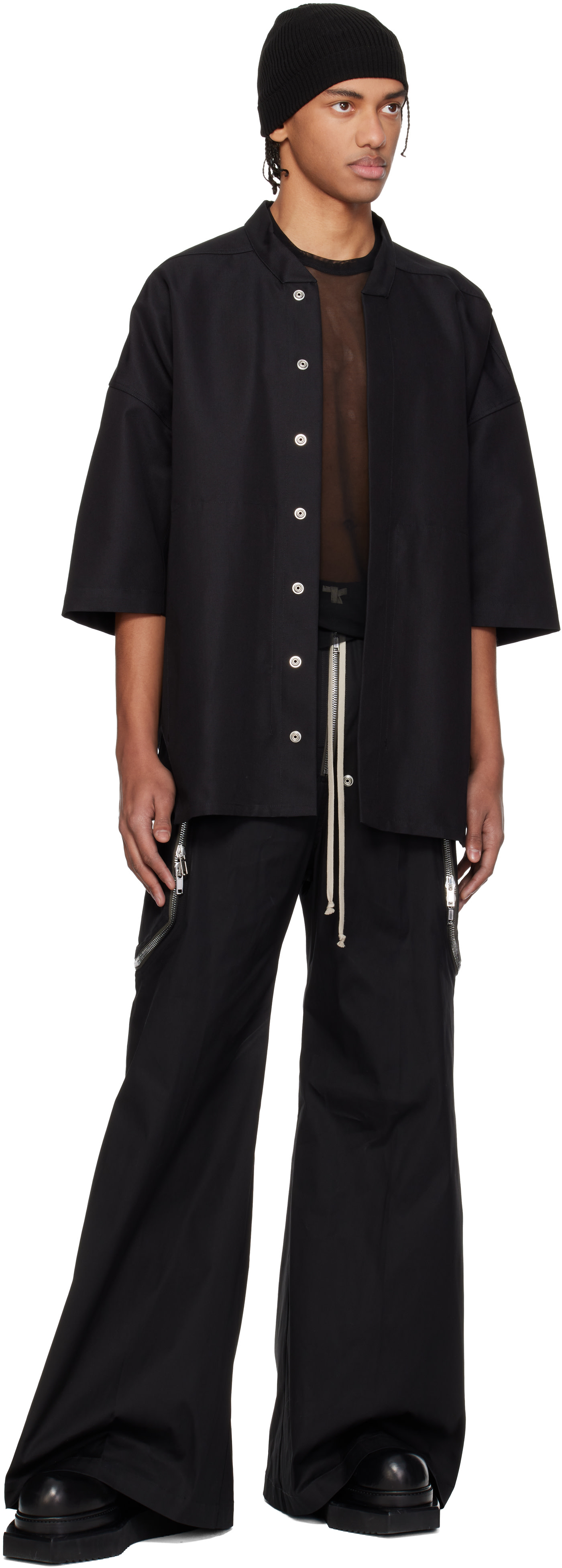 Rick Owens: Black Temple SS Jumbo Faun Shirt | SSENSE