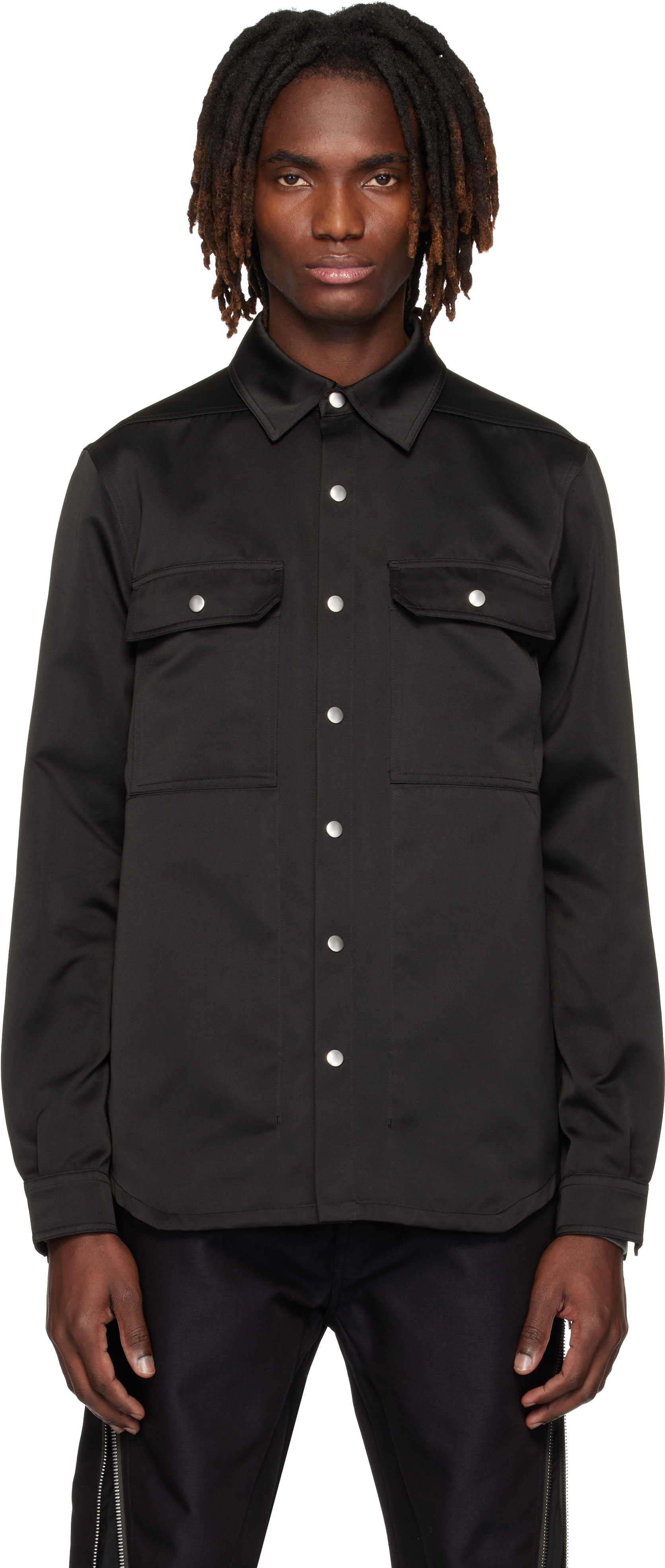 Rick Owens: ブラック Temple Outershirt シャツ | SSENSE 日本