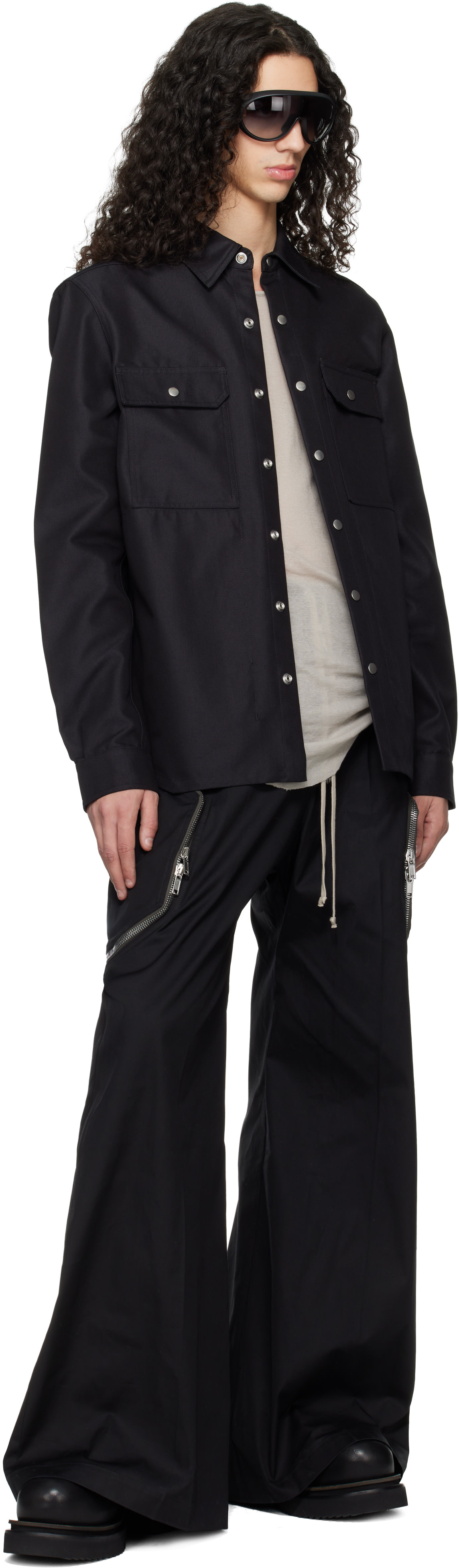 Rick Owens - ブラック Temple Outer シャツ