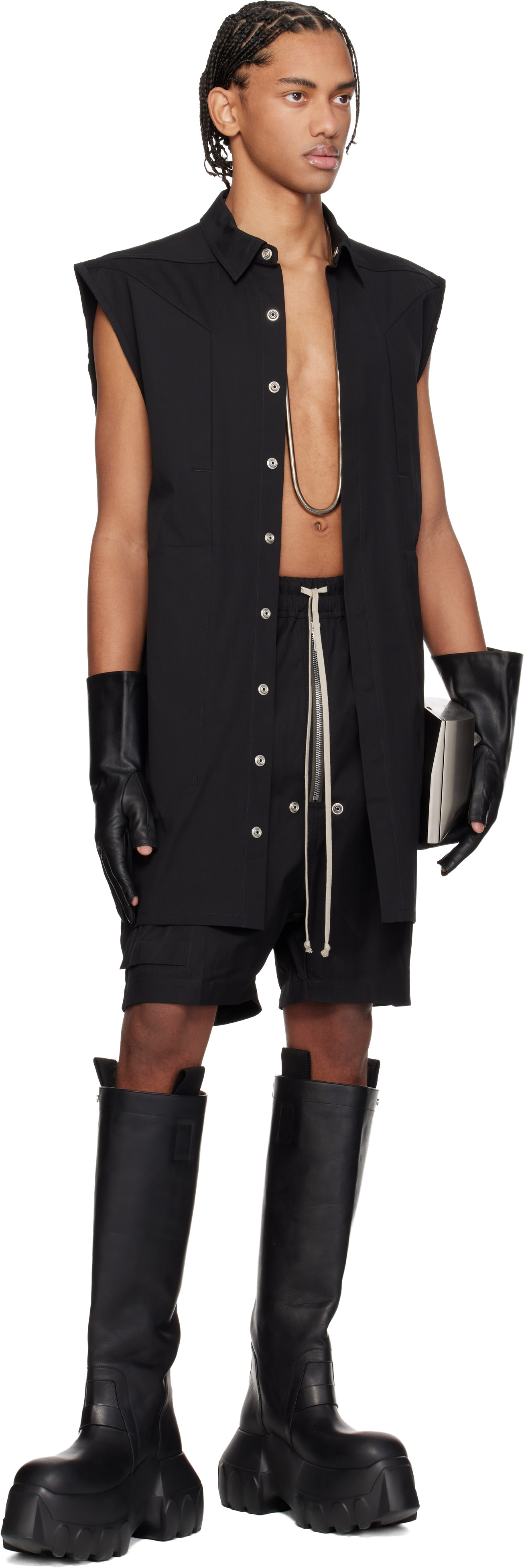 Rick Owens: Black Temple Jumbo SL Overshirt | SSENSE