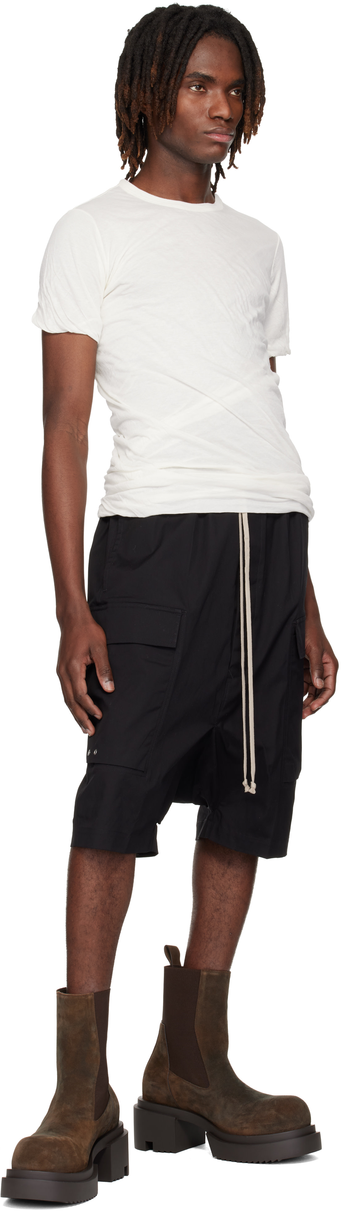 パンツ Rick Owens Pod Shorts Rick Owens: Black Temple Cargo Pod Shorts | SSENSE