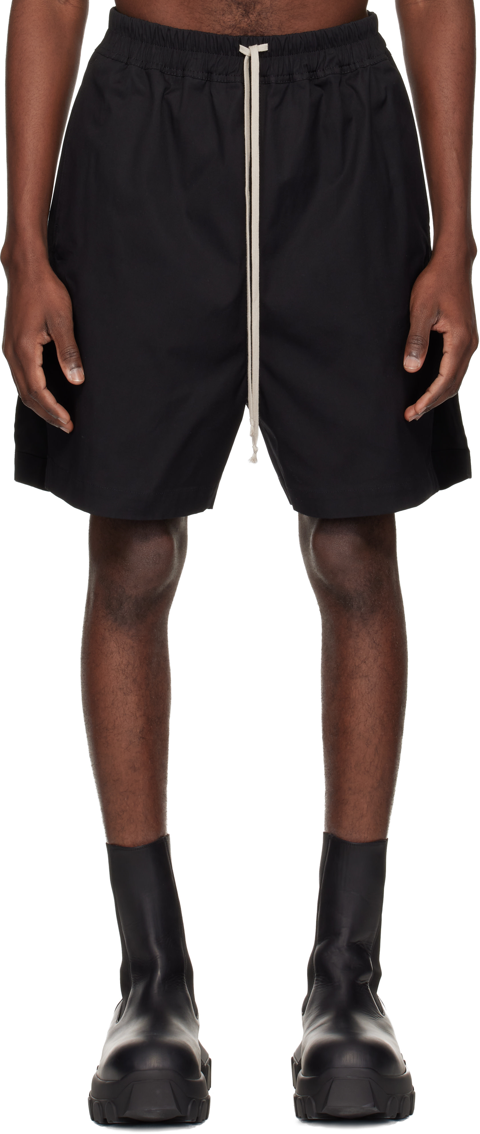 Rick Owens BOXERS ショートパンツ ブラック 44 Rick Owens: ブラック Temple ボクサー ショートパンツ | SSENSE 日本
