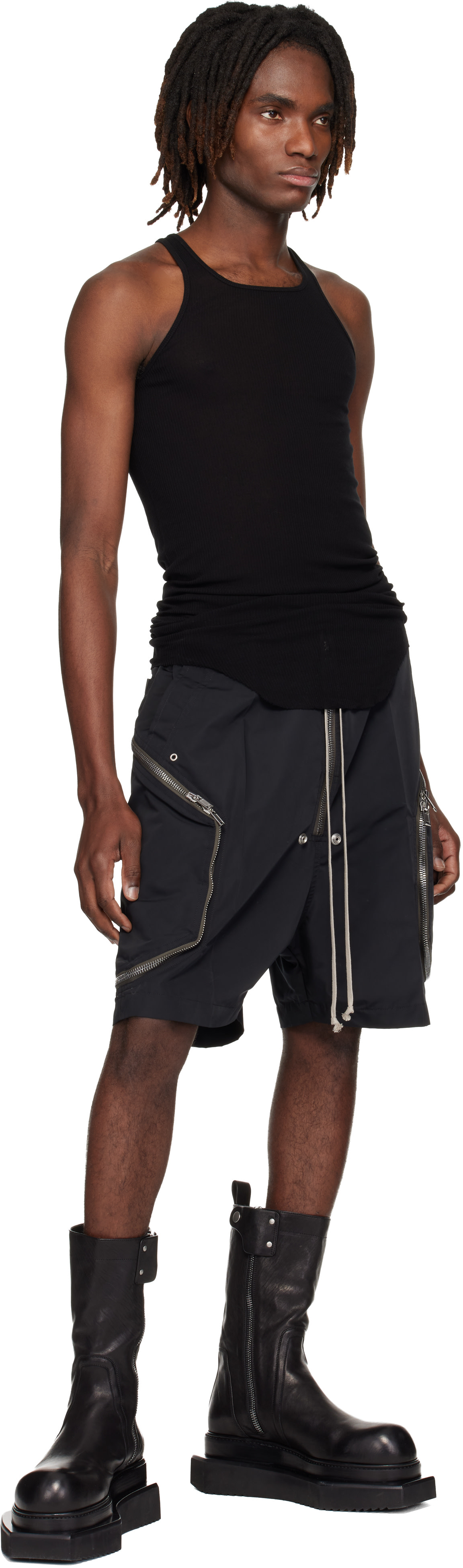Rick Owens: ブラック Temple Heizer Bela ショートパンツ | SSENSE 日本