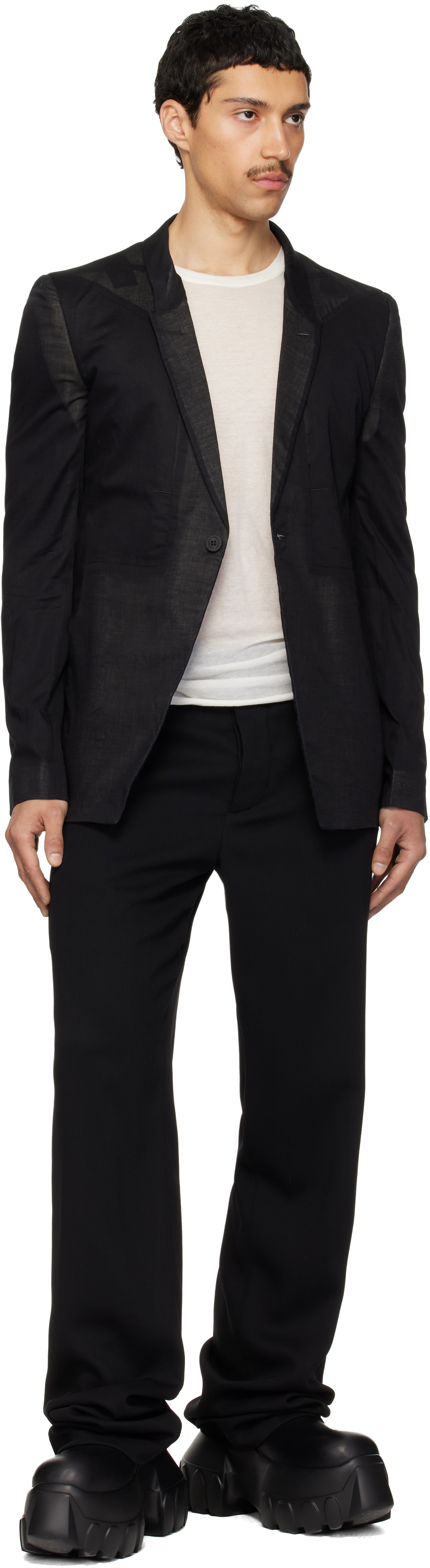 Rick Owens: Black Temple Fogpocket Soft Soft Blazer | SSENSE