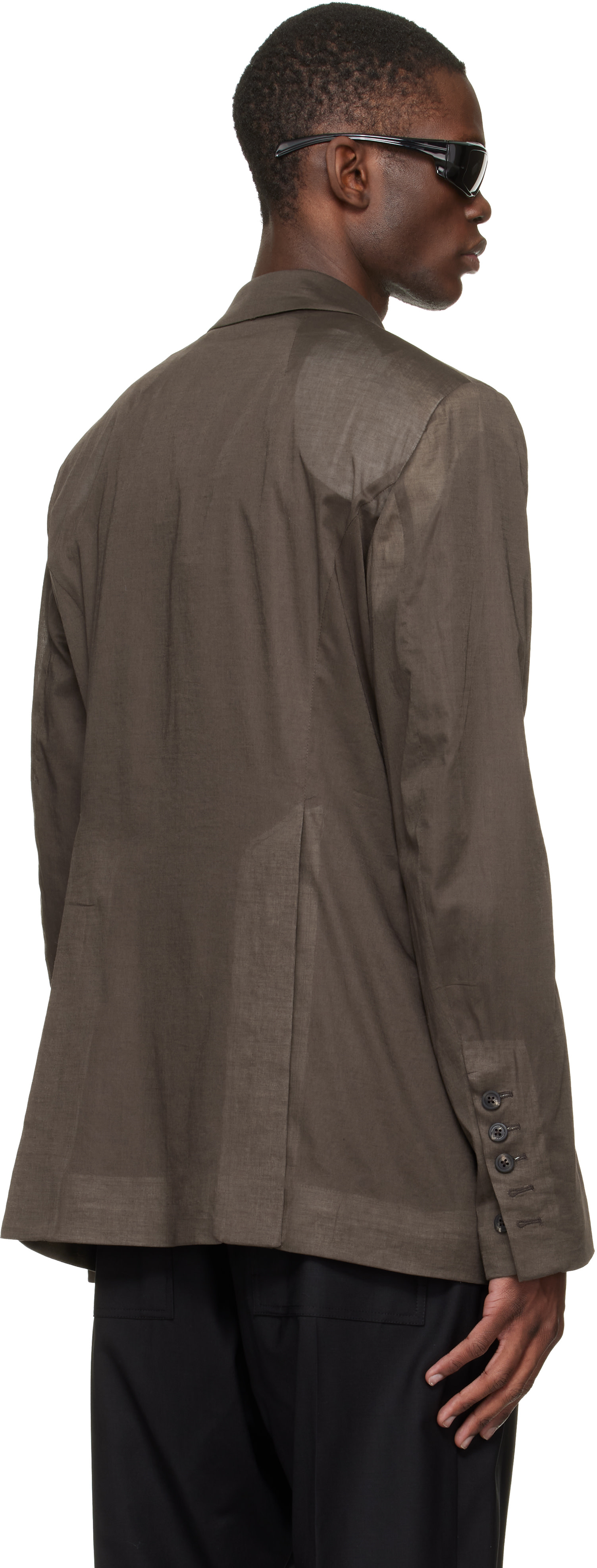 Rick Owens: Brown Temple Fogpocket Soft Soft Blazer | SSENSE