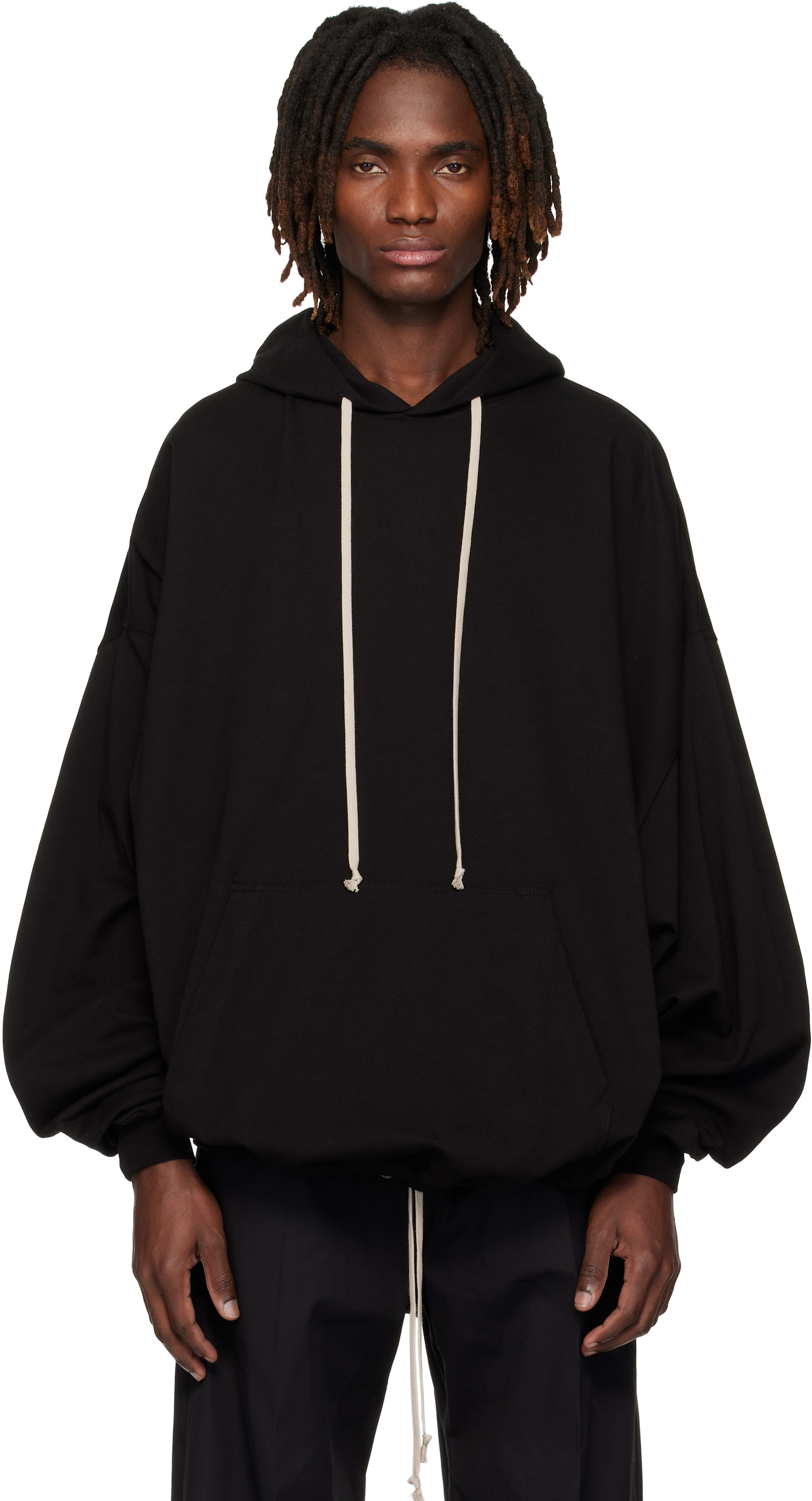 Rick Owens: Black Temple Hun Hoodie | SSENSE