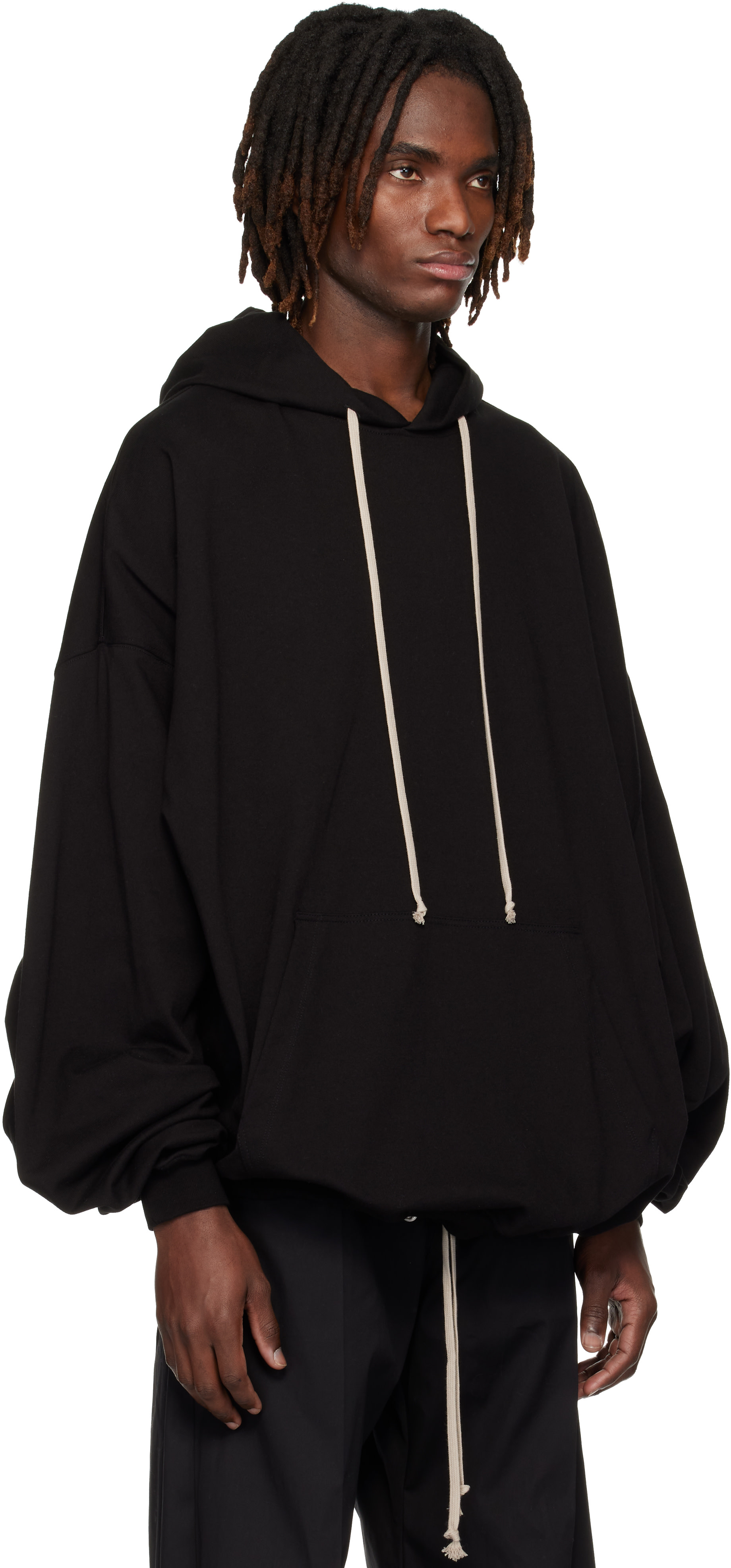 Rick Owens: Black Temple Hun Hoodie | SSENSE