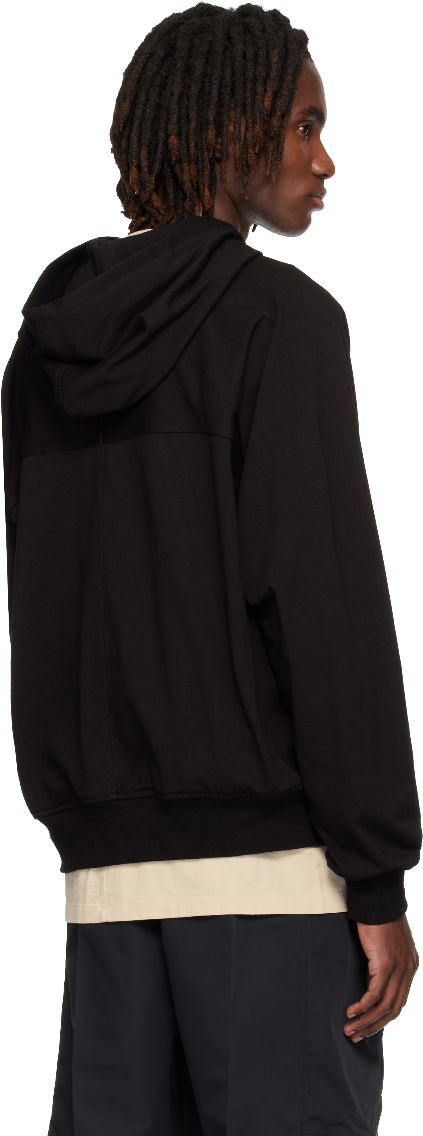 Rick Owens: Black Temple Heavy Jersey Windbreaker Hoodie | SSENSE