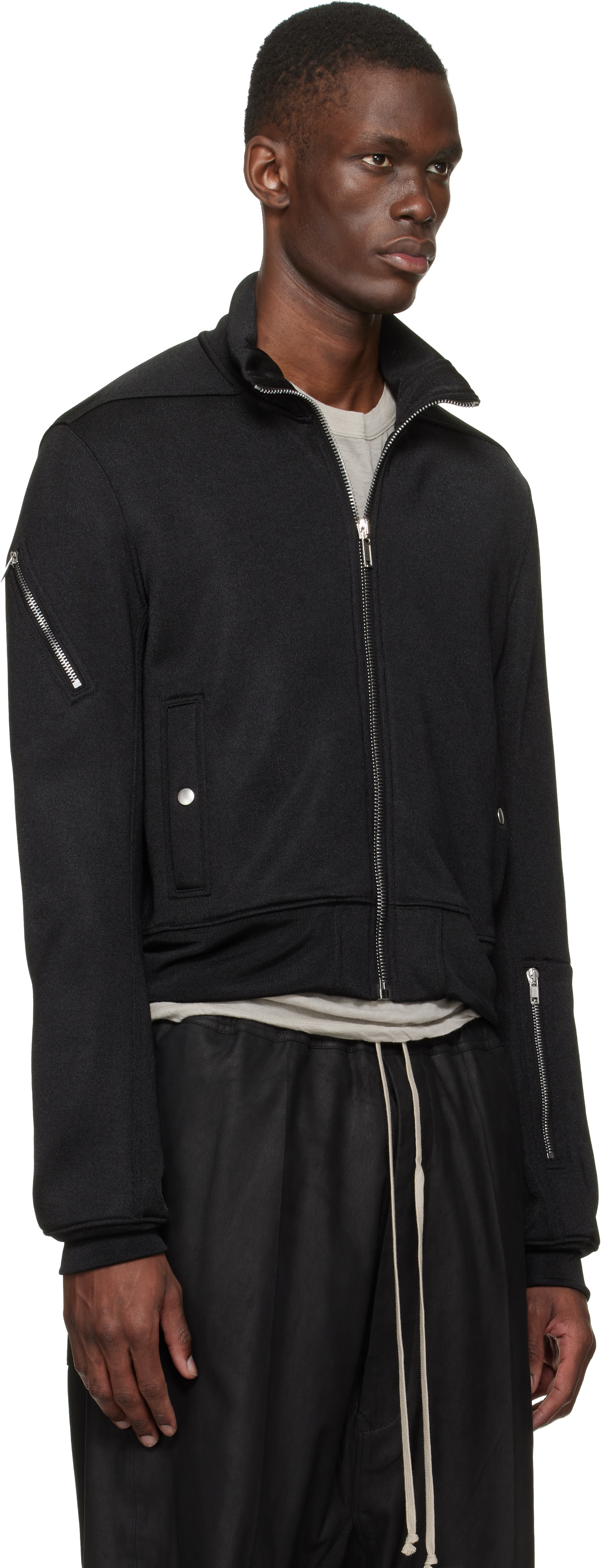 Rick Owens: ブラック Temple Rev トラックジャケット | SSENSE 日本