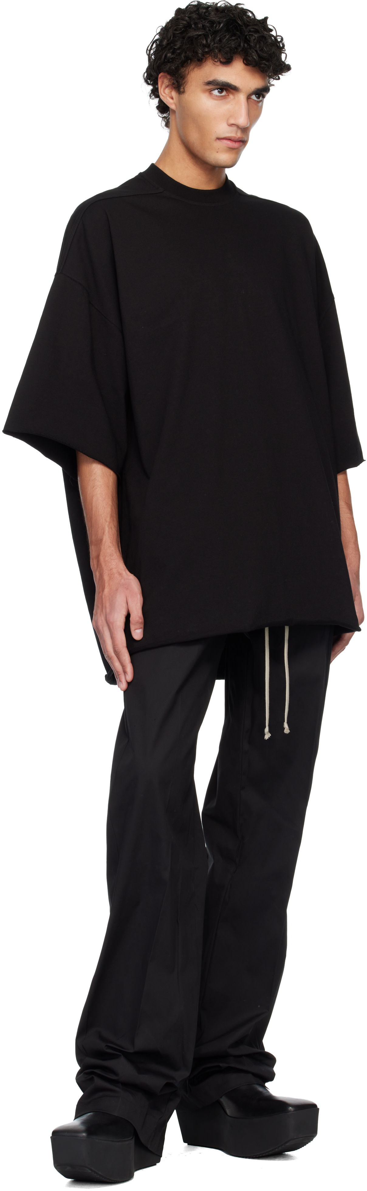 Rick Owens: ブラック Temple Jumbo SS Tシャツ | SSENSE 日本