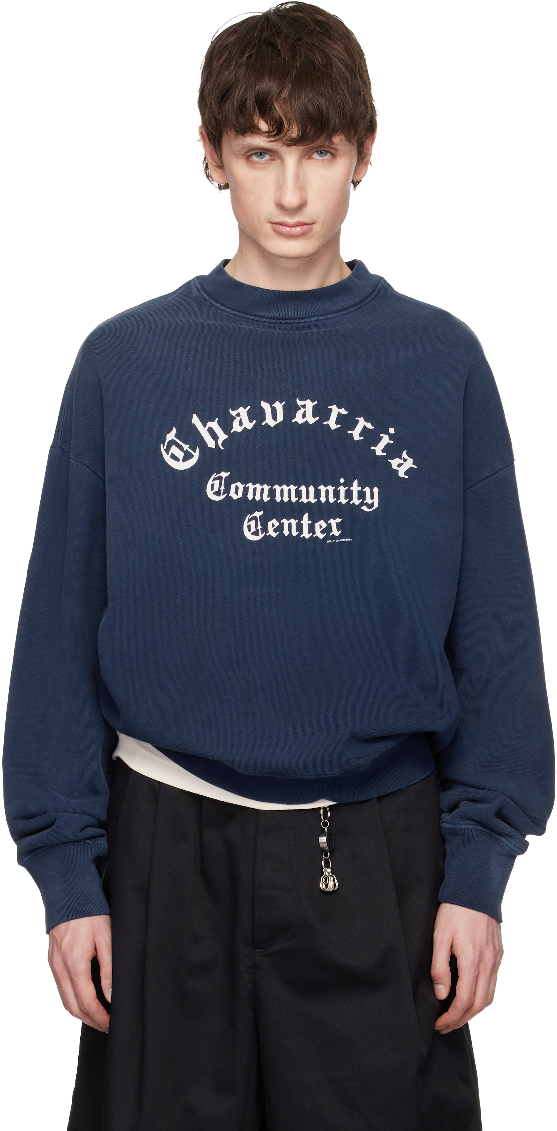 WILLY CHAVARRIA - Pull molletonné 'Community Center' Hooligan bleu marine