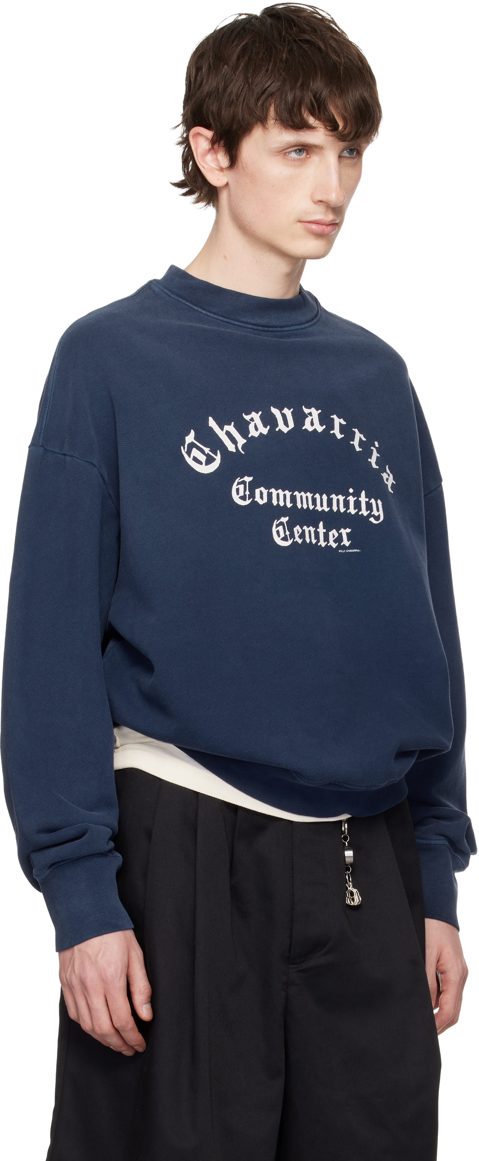 WILLY CHAVARRIA - Pull molletonné 'Community Center' Hooligan bleu marine