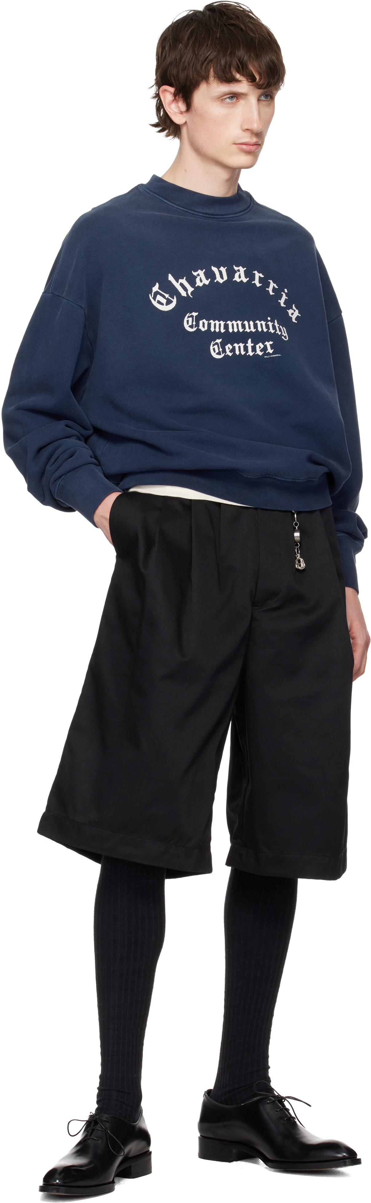 WILLY CHAVARRIA - Pull molletonné 'Community Center' Hooligan bleu marine