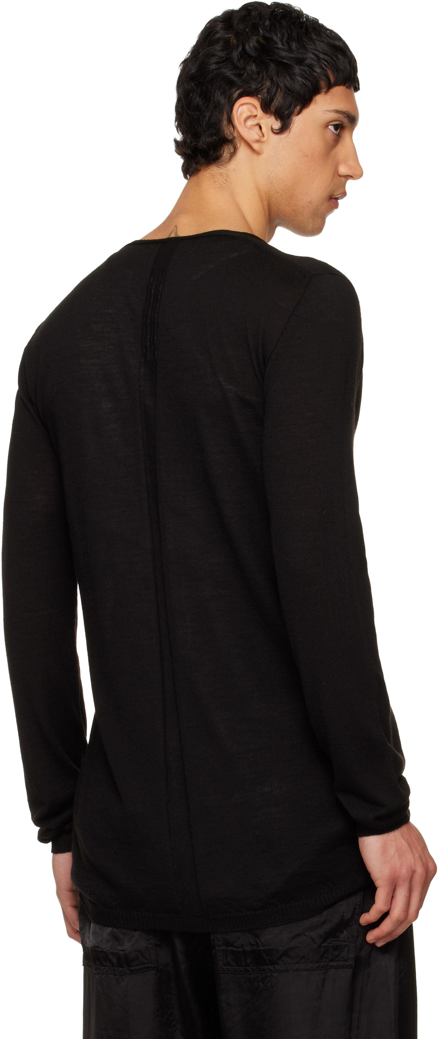 Rick Owens: Black Temple Oversized Extreme V-Neck Sweater | SSENSE