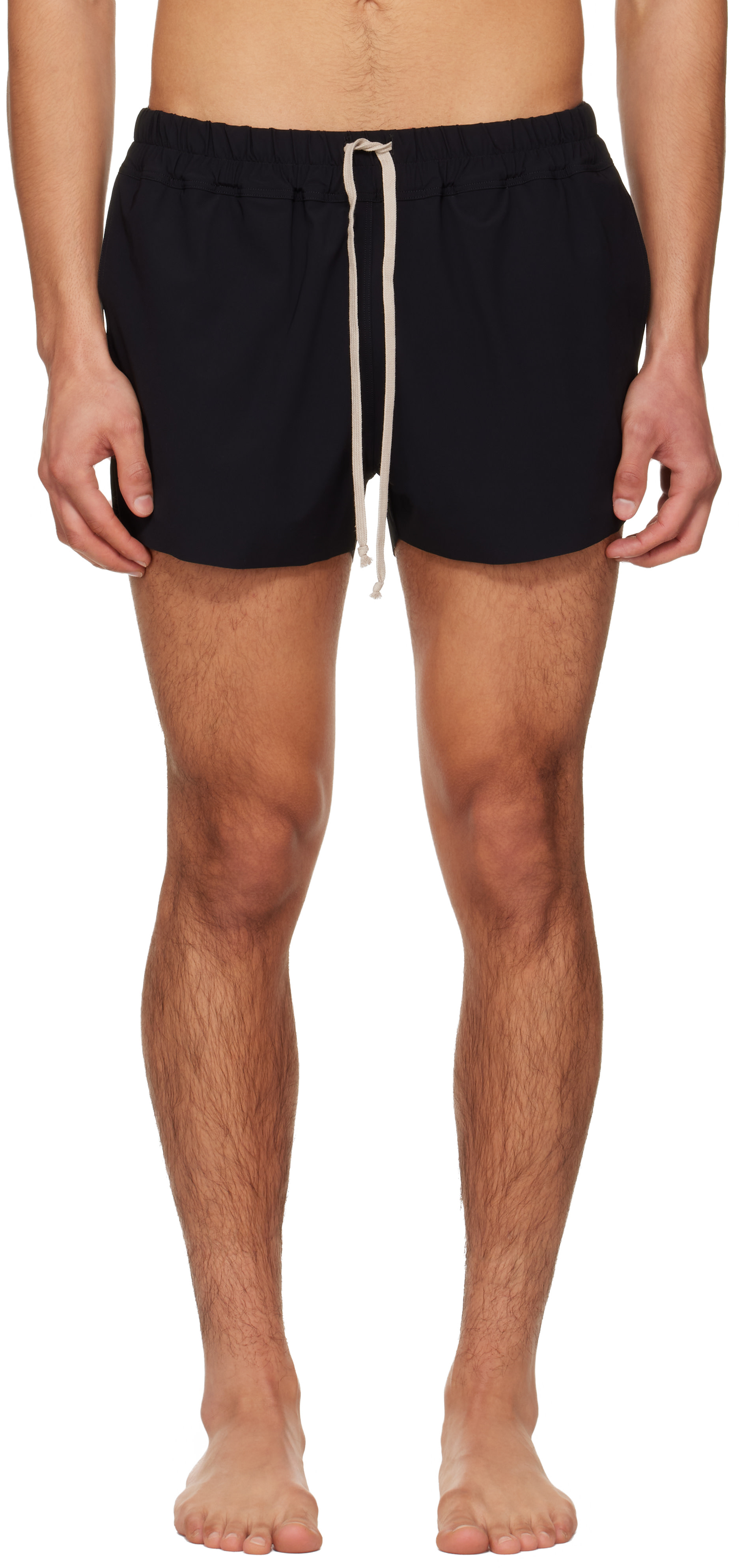 Rick Owens: Black Temple Boxer Swim Shorts | SSENSE