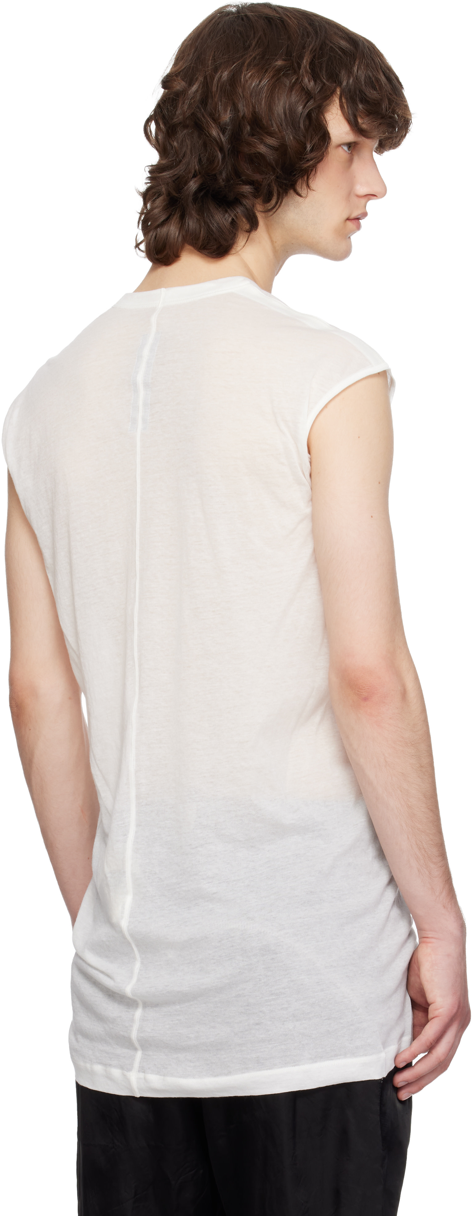 Rick Owens: Off-White Temple Deep V SL T-shirt | SSENSE