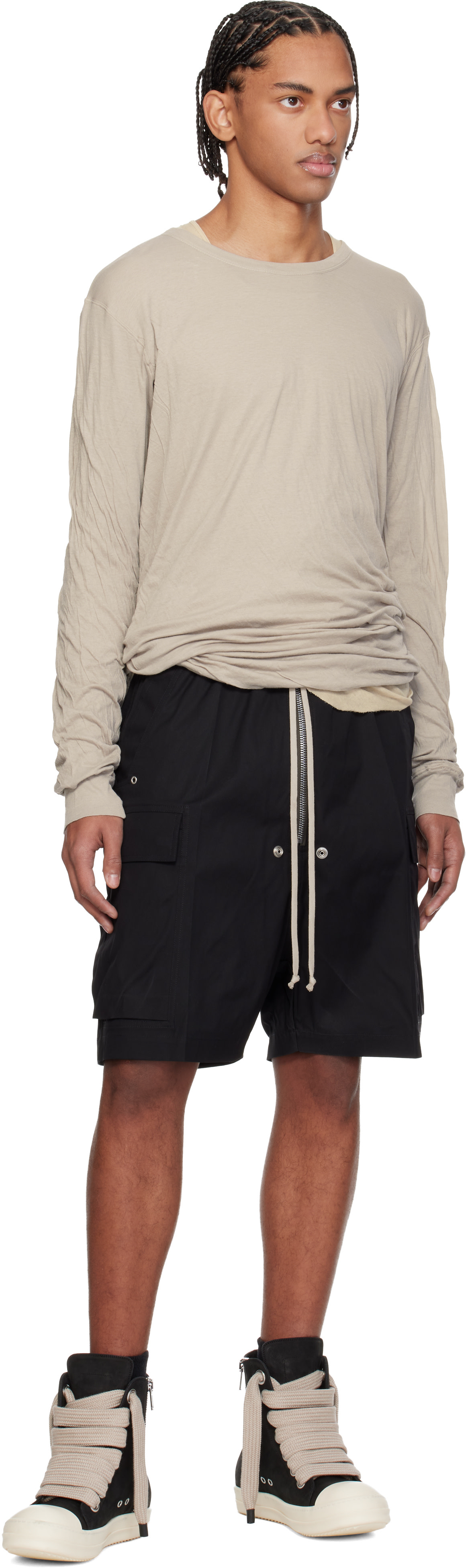 Rick Owens: Off-White Temple Jumbo Double LS T-shirt | SSENSE