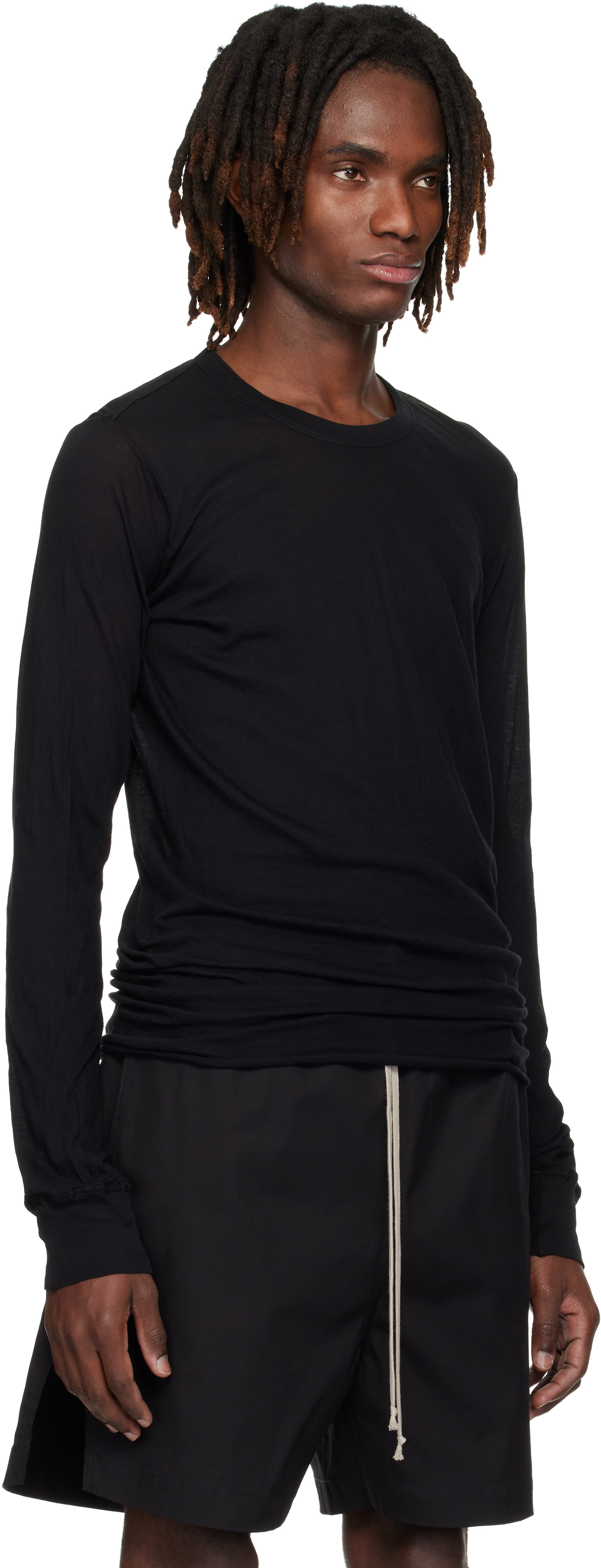 Rick Owens: ブラック Temple Basic LS Tシャツ | SSENSE 日本