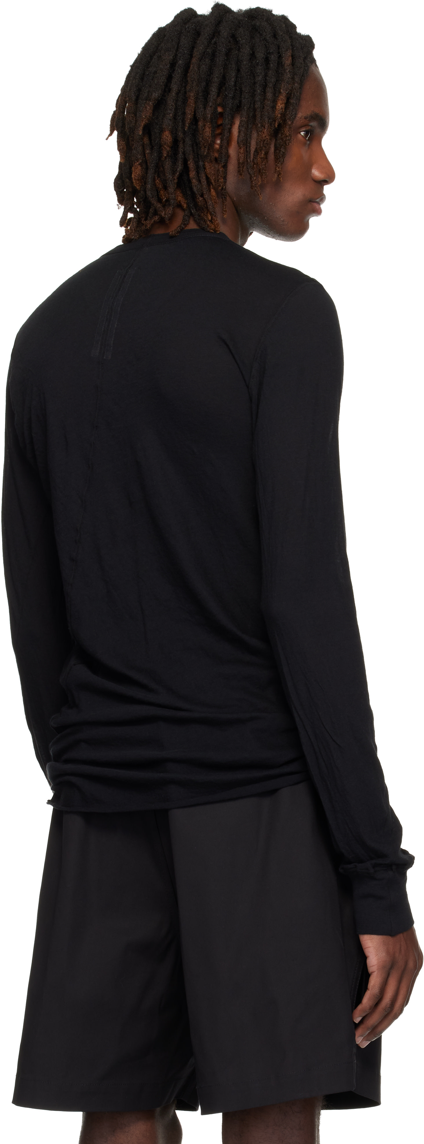 Rick Owens: ブラック Temple Basic LS Tシャツ | SSENSE 日本