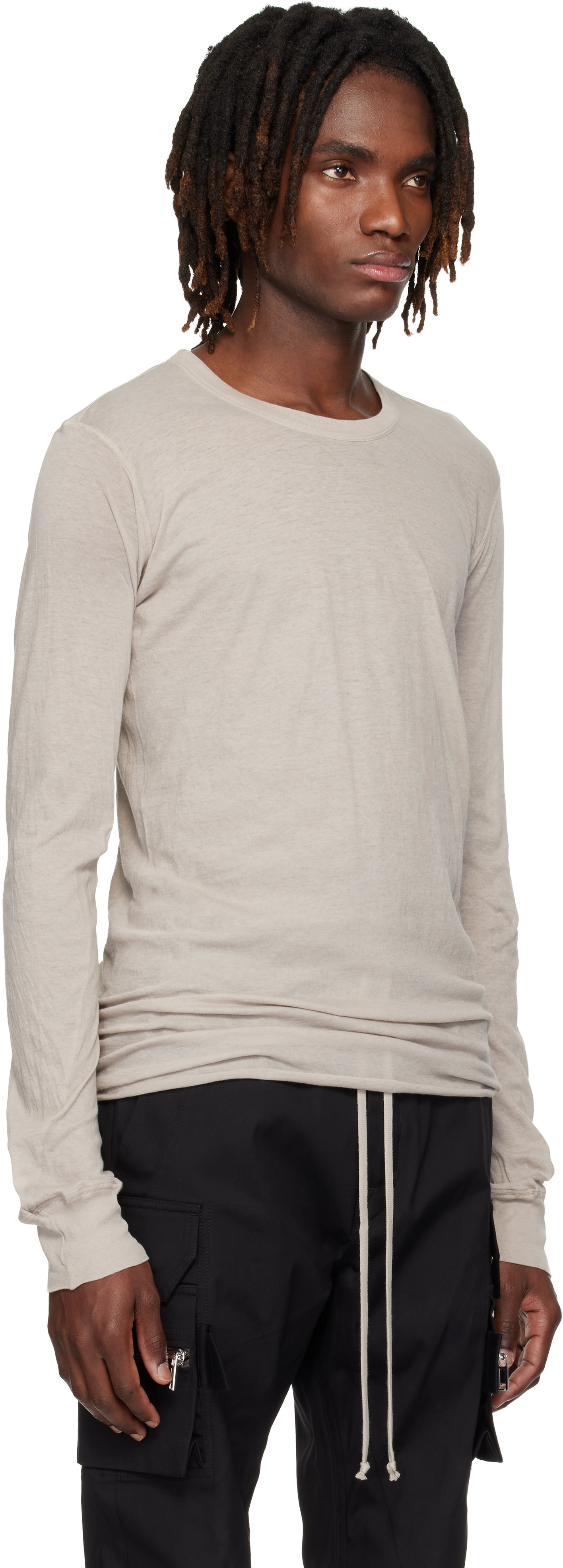 Rick Owens: オフホワイト Temple Basic 長袖Tシャツ | SSENSE 日本