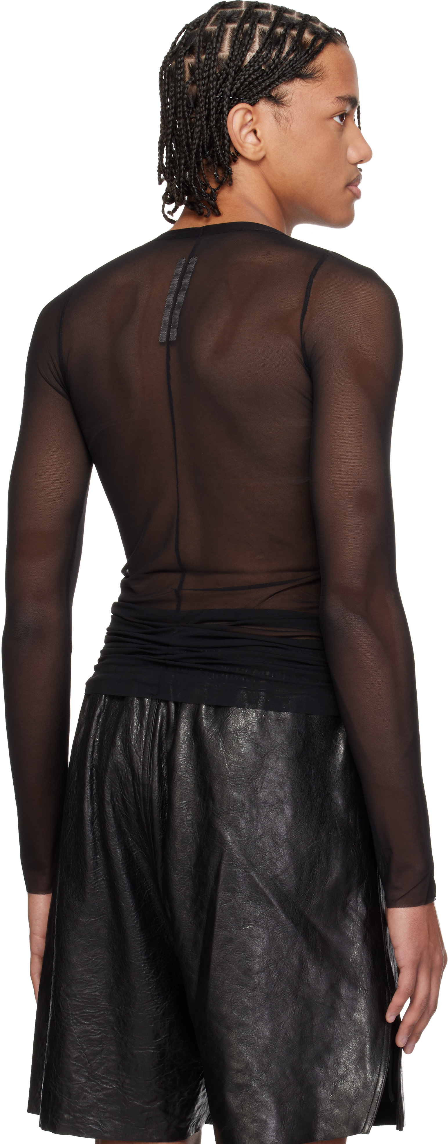 Rick Owens: ブラック Temple 長袖リブTシャツ | SSENSE 日本