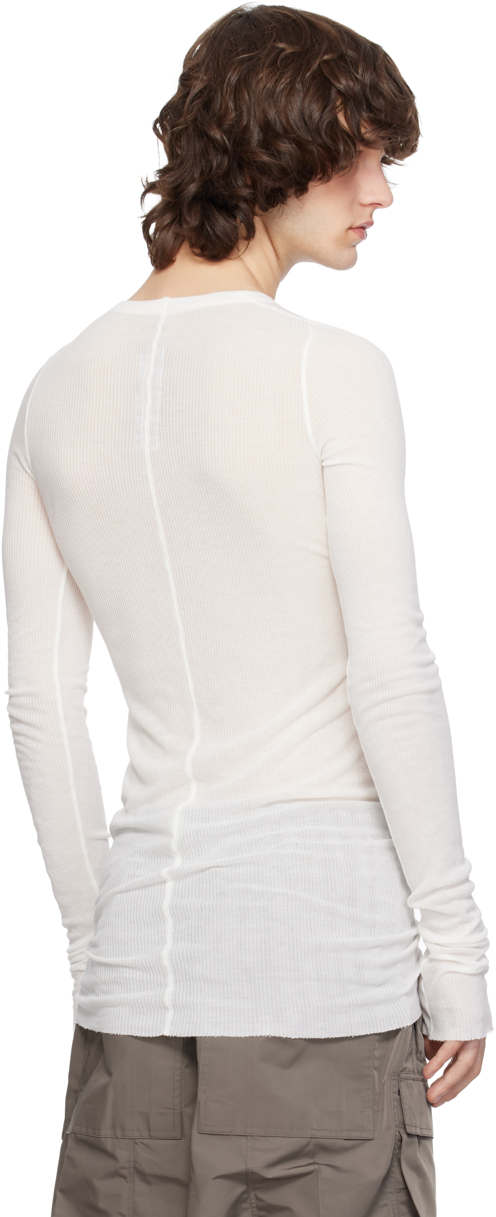 Rick Owens: Off-White Temple Rib LS T-shirt | SSENSE