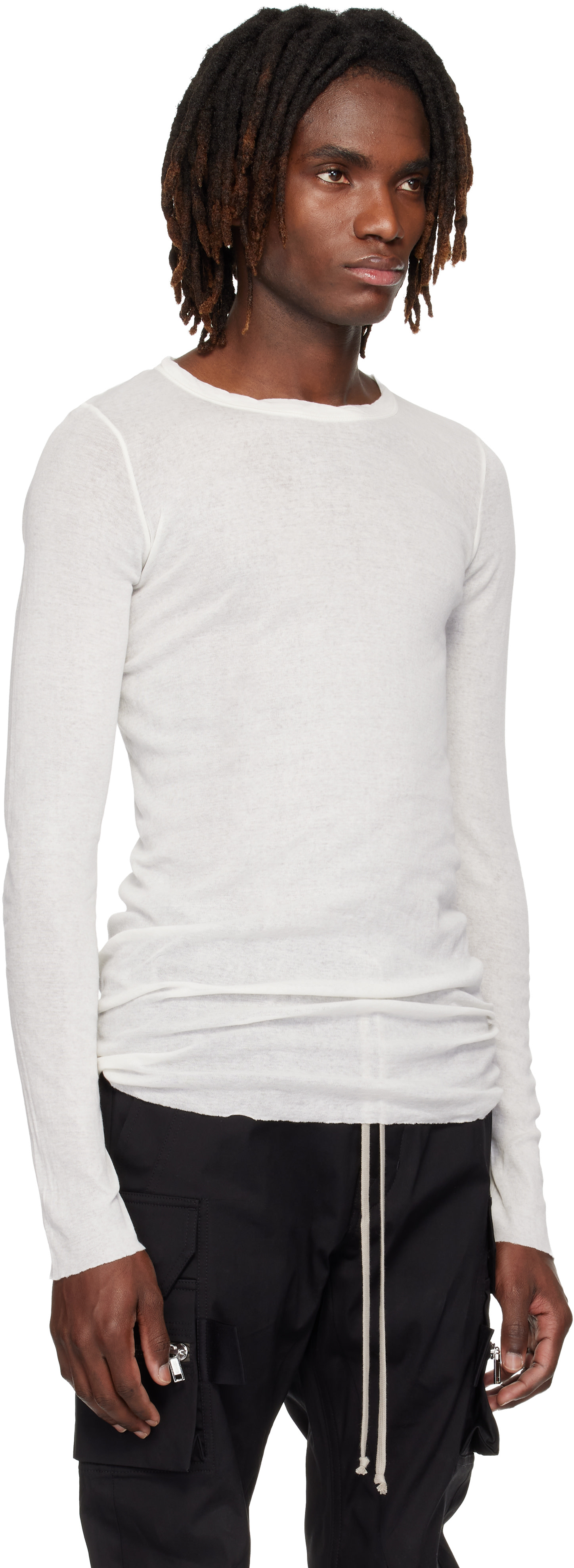 Rick Owens: Off-White Temple Rib LS T-shirt | SSENSE