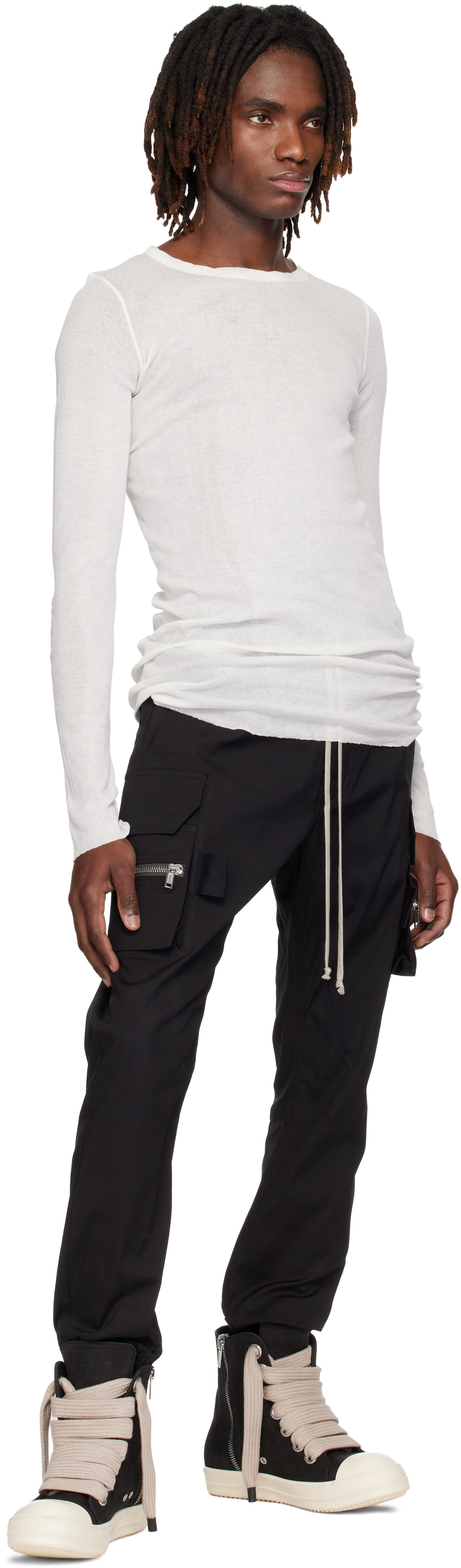 Rick Owens: Off-White Temple Rib LS T-shirt | SSENSE