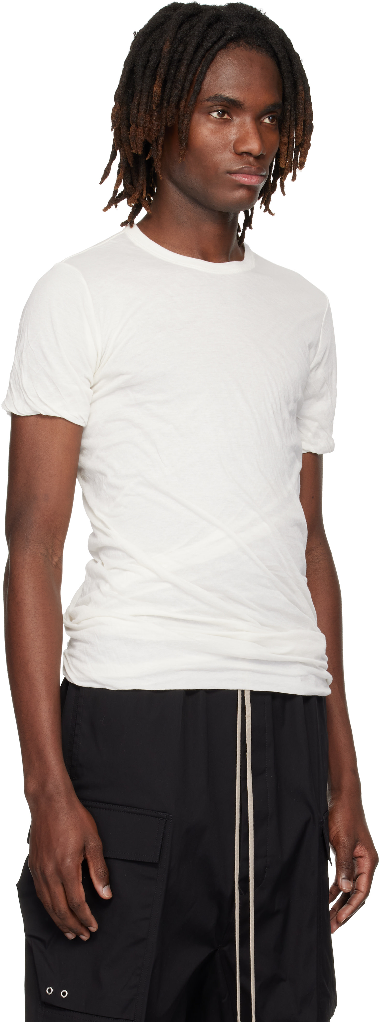 Rick Owens: オフホワイト Temple Double SS Tシャツ | SSENSE 日本
