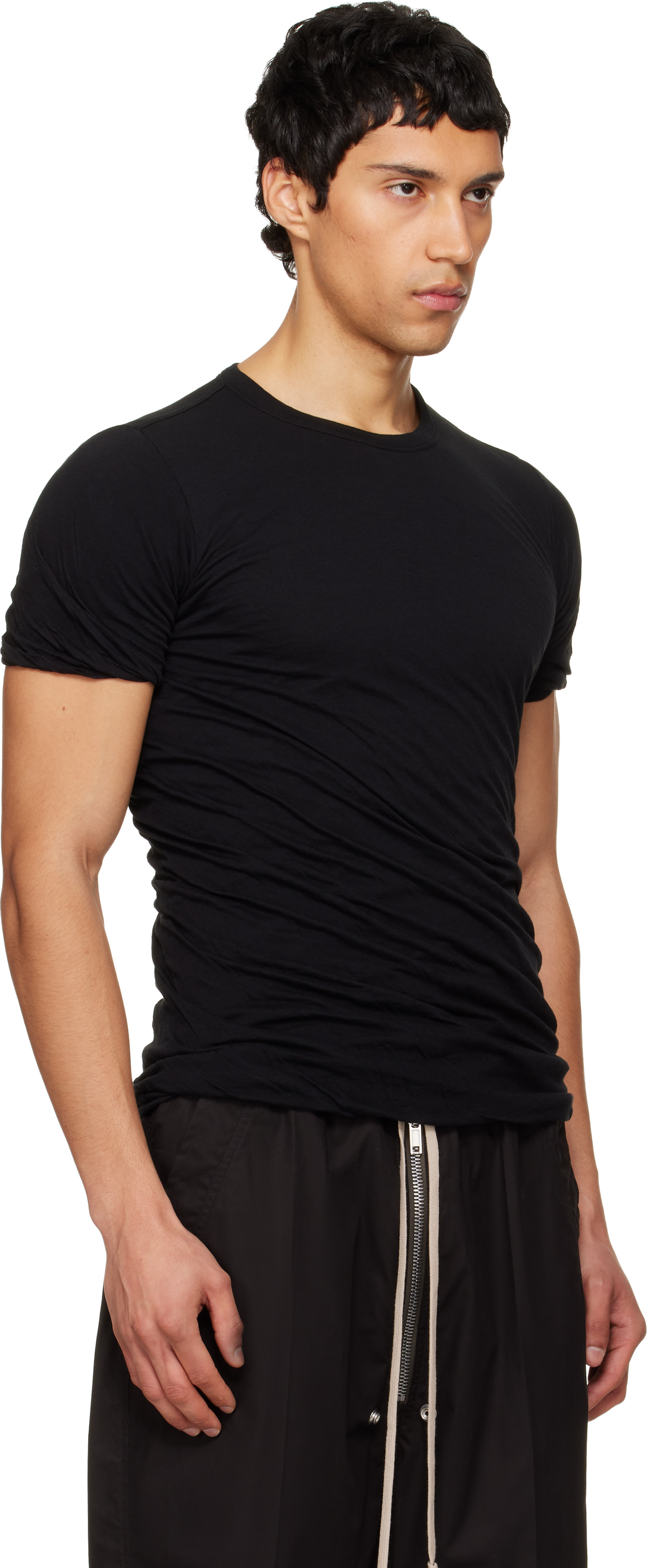 Rick Owens: ブラック Temple Double Tシャツ | SSENSE 日本