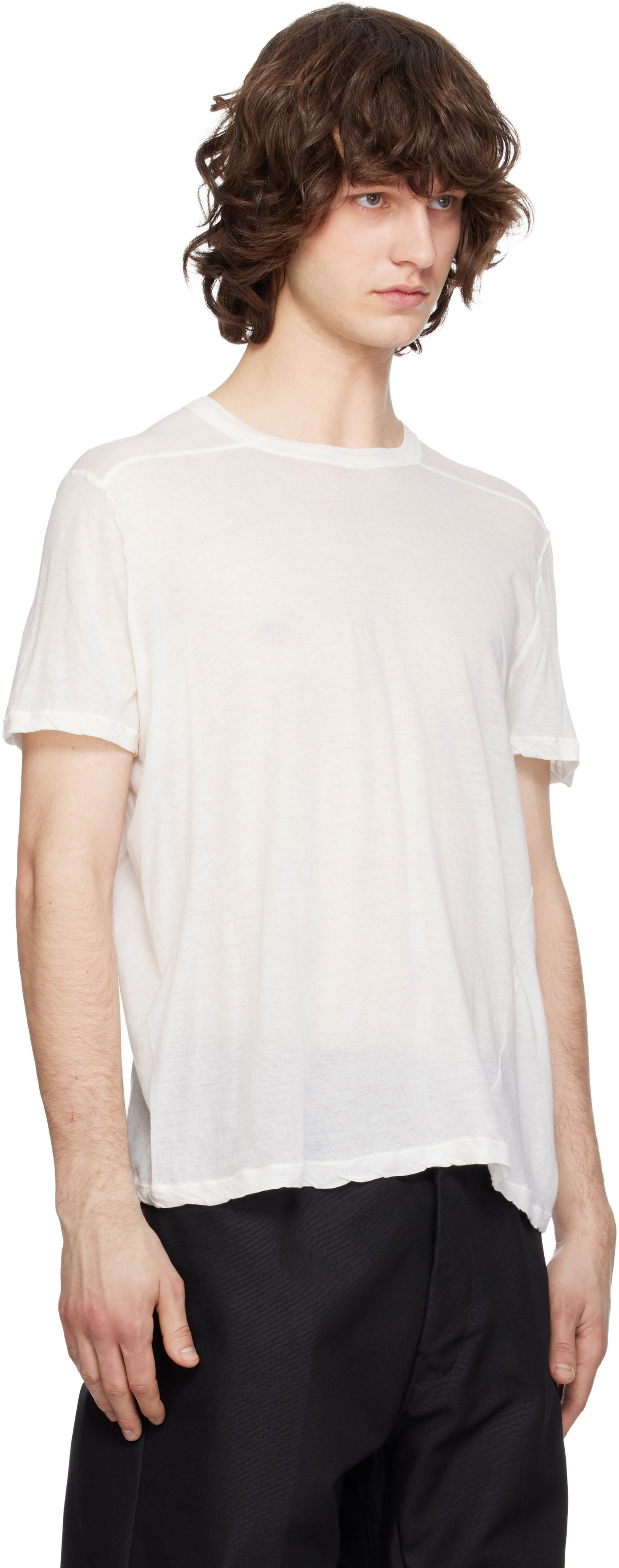 Rick Owens: Off-White Temple Short Level T-shirt | SSENSE